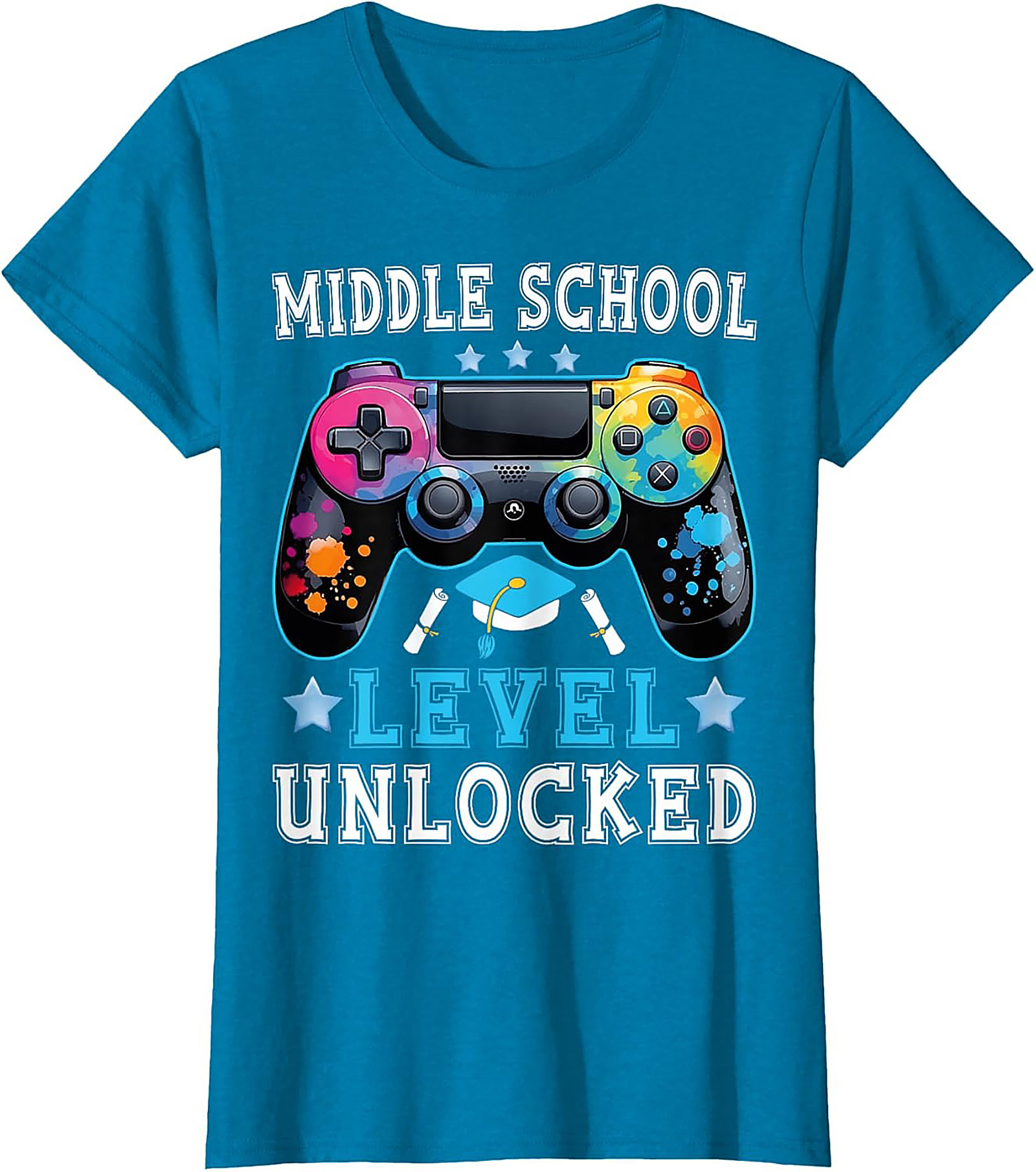 Middle School Level Unlocked Graphic Tee | Gamer Graduation Shirt