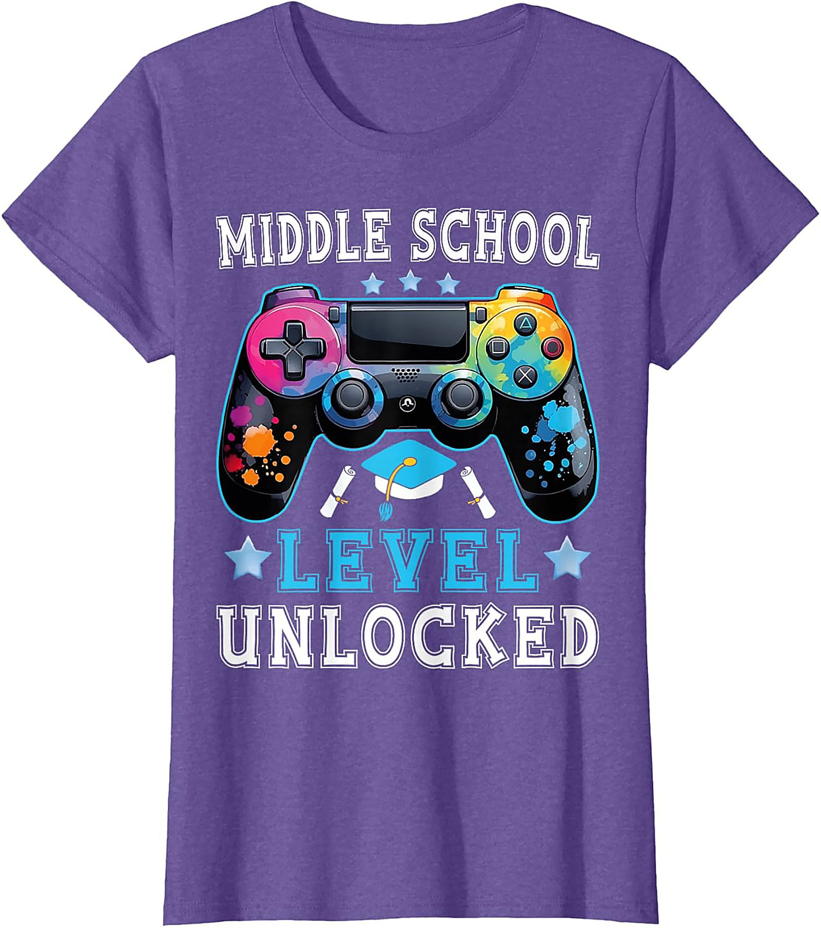 Middle School Level Unlocked Graphic Tee | Gamer Graduation Shirt