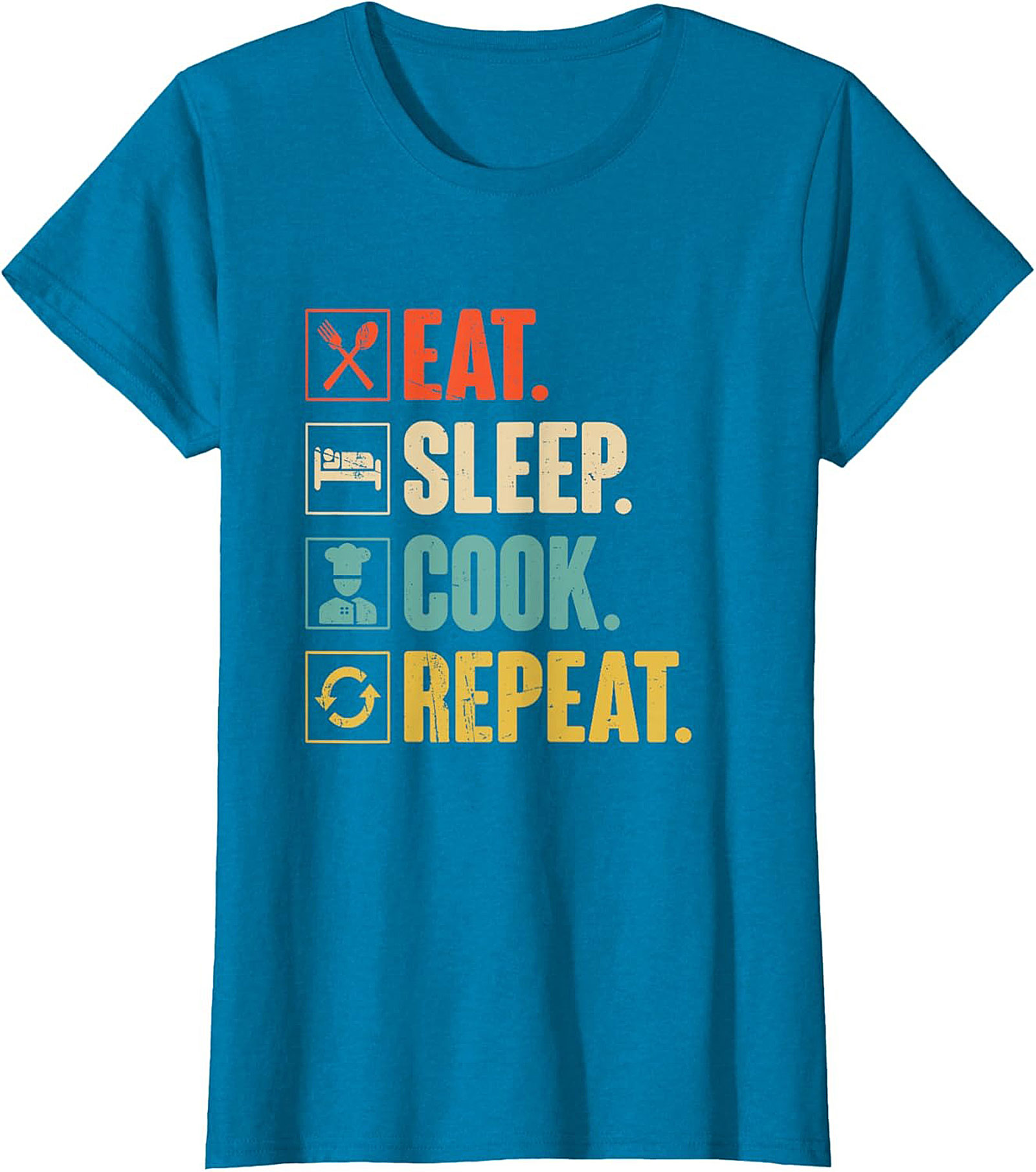 Funny Chef T-shirt Eat Sleep Cook Repeat Graphic Tee
