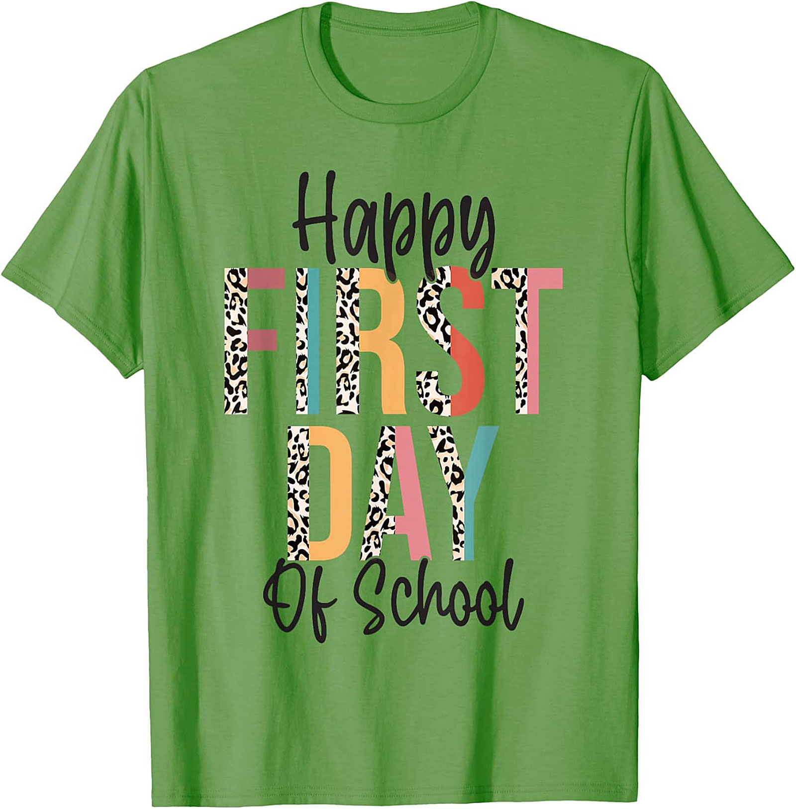 Happy First Day of School Leopard Print T-shirt | Back to School Graphic Tee
