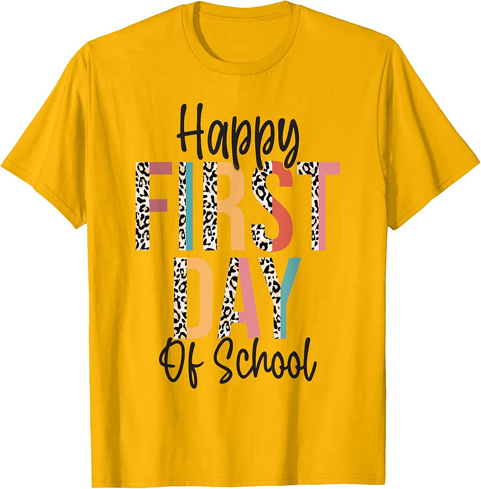 Happy First Day of School Leopard Print T-shirt | Back to School Graphic Tee