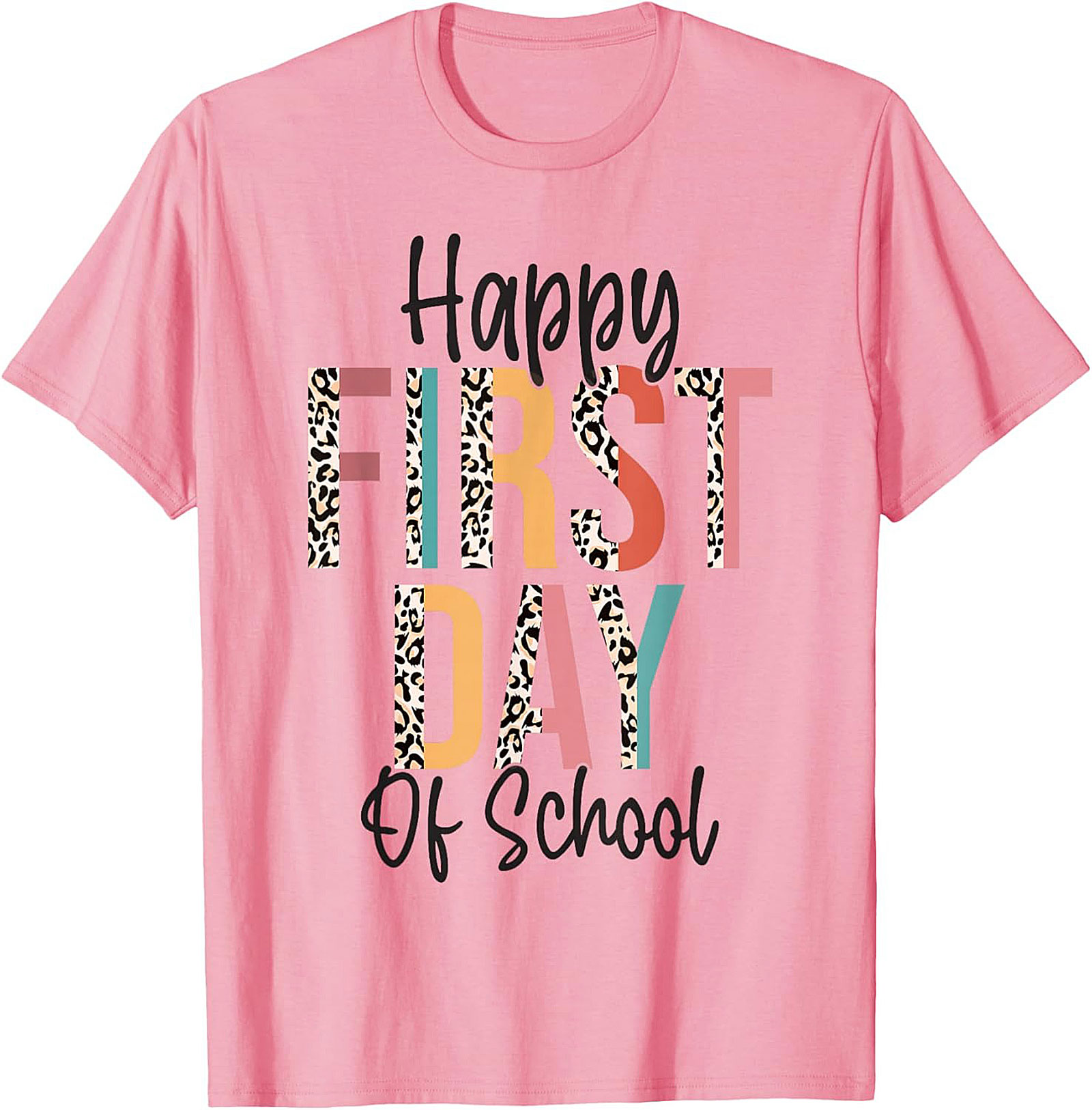 Happy First Day of School Leopard Print T-shirt | Back to School Graphic Tee