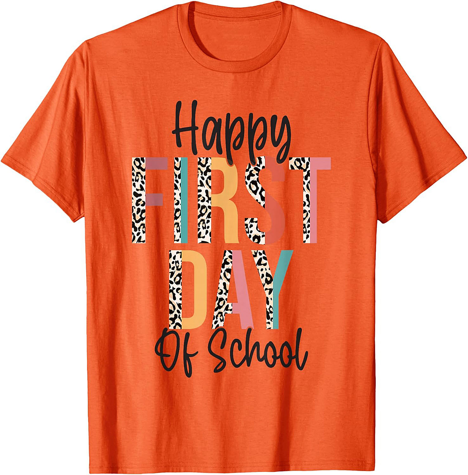 Happy First Day of School Leopard Print T-shirt | Back to School Graphic Tee