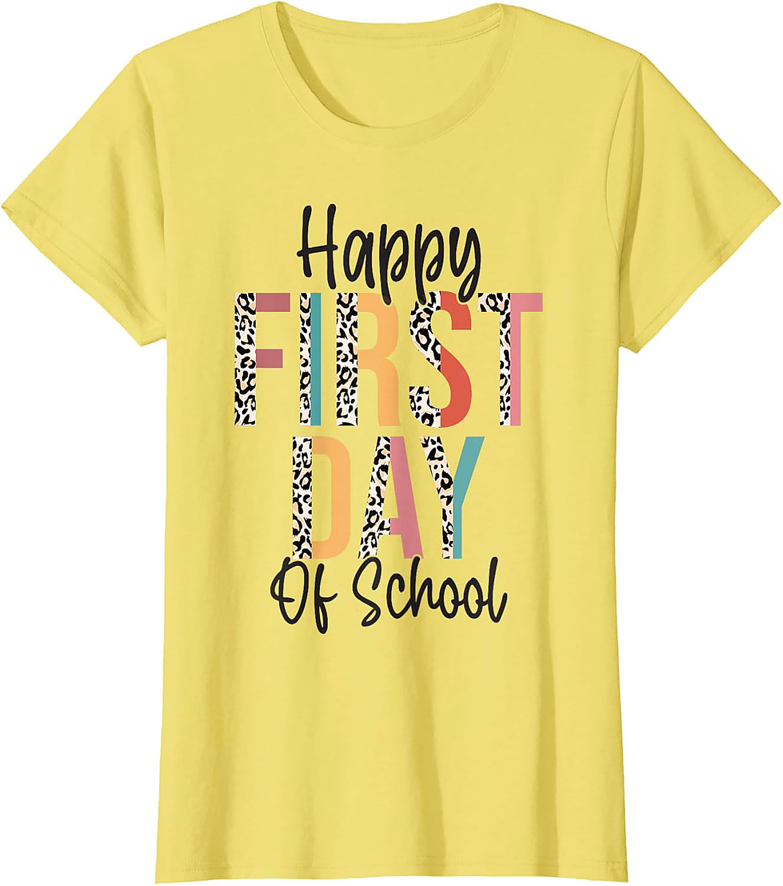 Happy First Day of School Leopard Print T-shirt | Back to School Graphic Tee