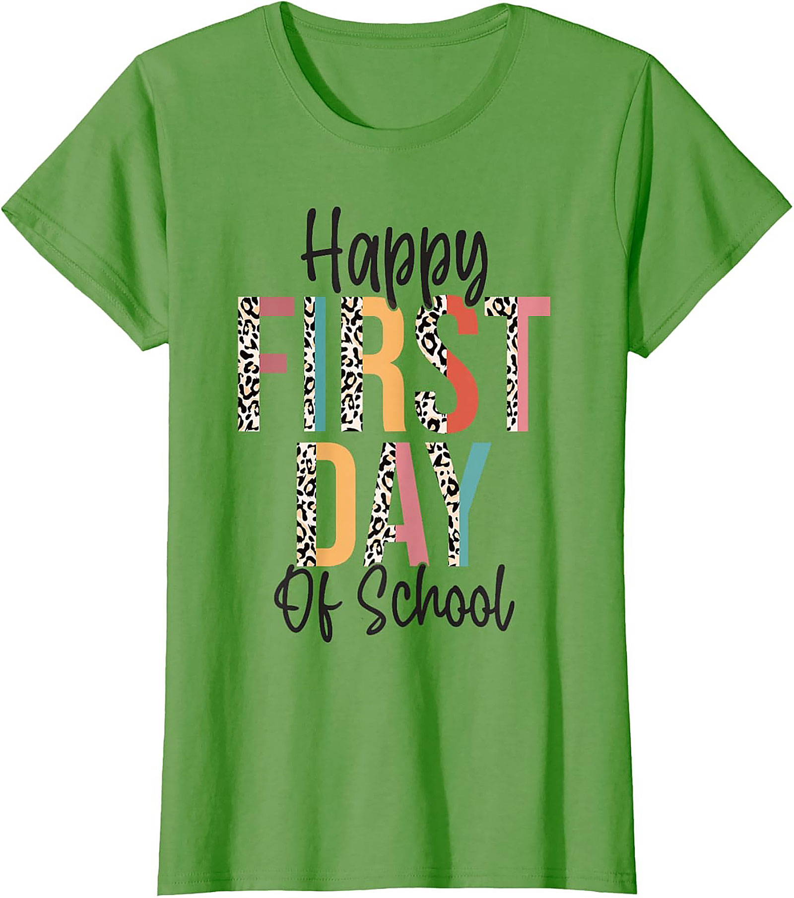Happy First Day of School Leopard Print T-shirt | Back to School Graphic Tee