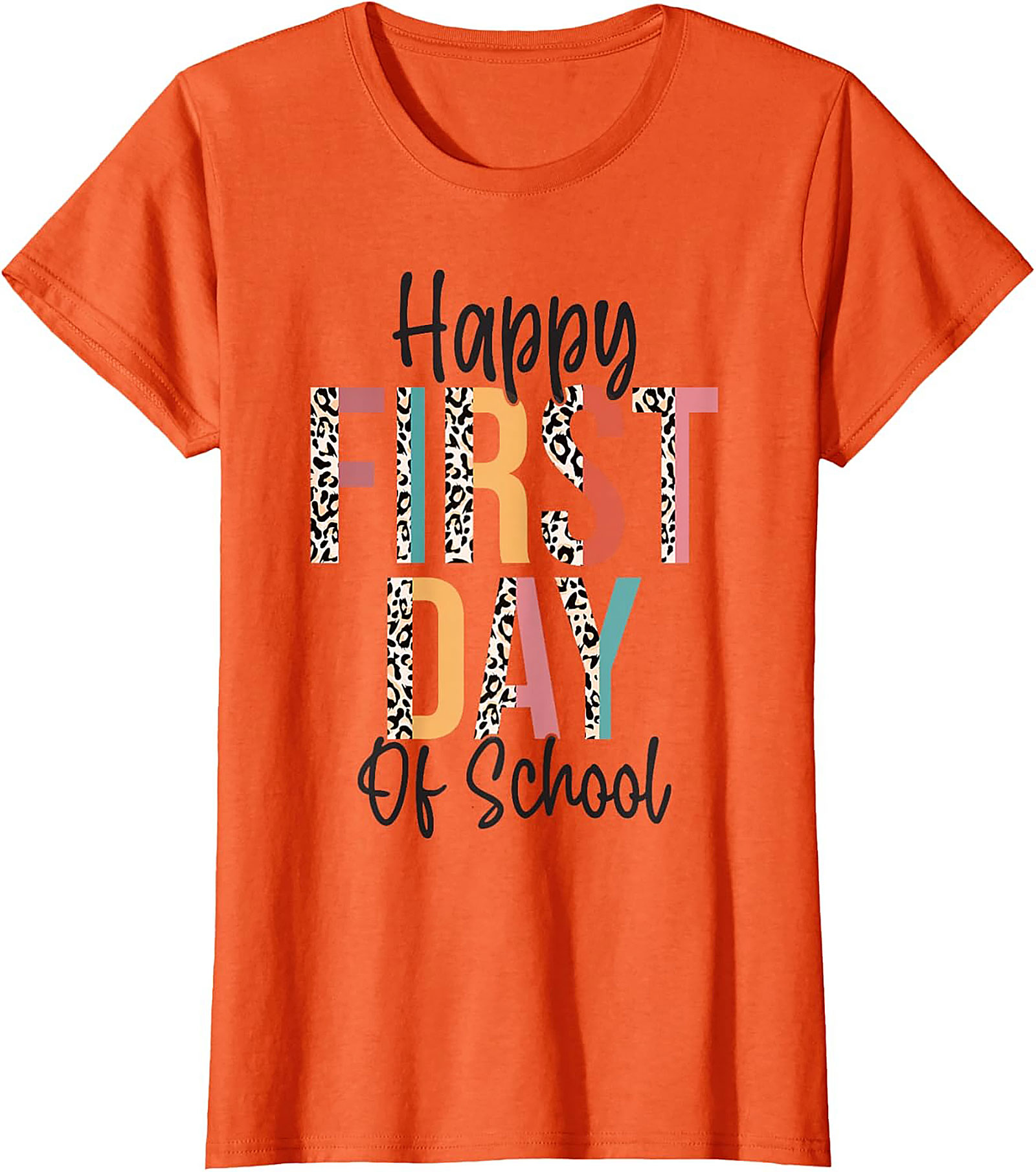 Happy First Day of School Leopard Print T-shirt | Back to School Graphic Tee