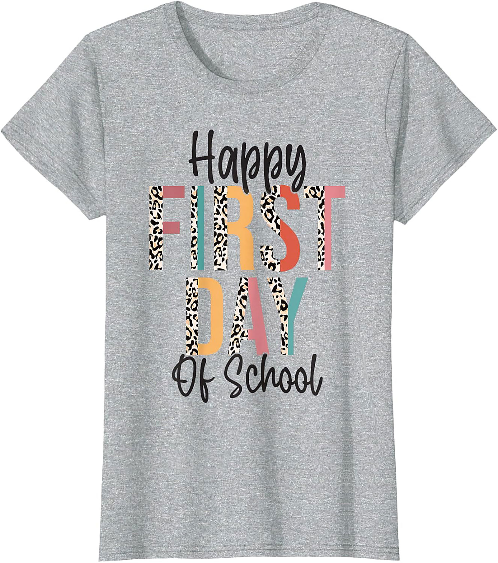 Happy First Day of School Leopard Print T-shirt | Back to School Graphic Tee