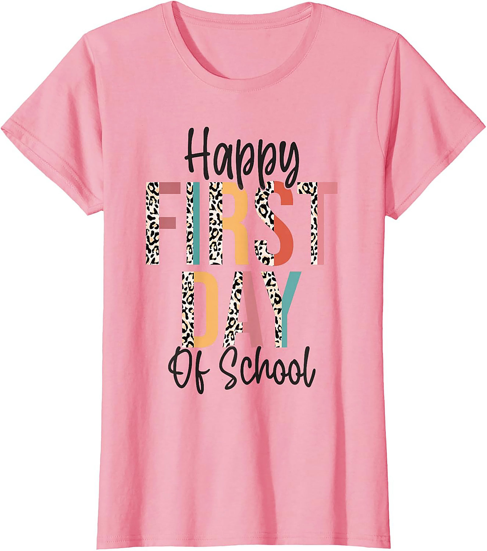 Happy First Day of School Leopard Print T-shirt | Back to School Graphic Tee