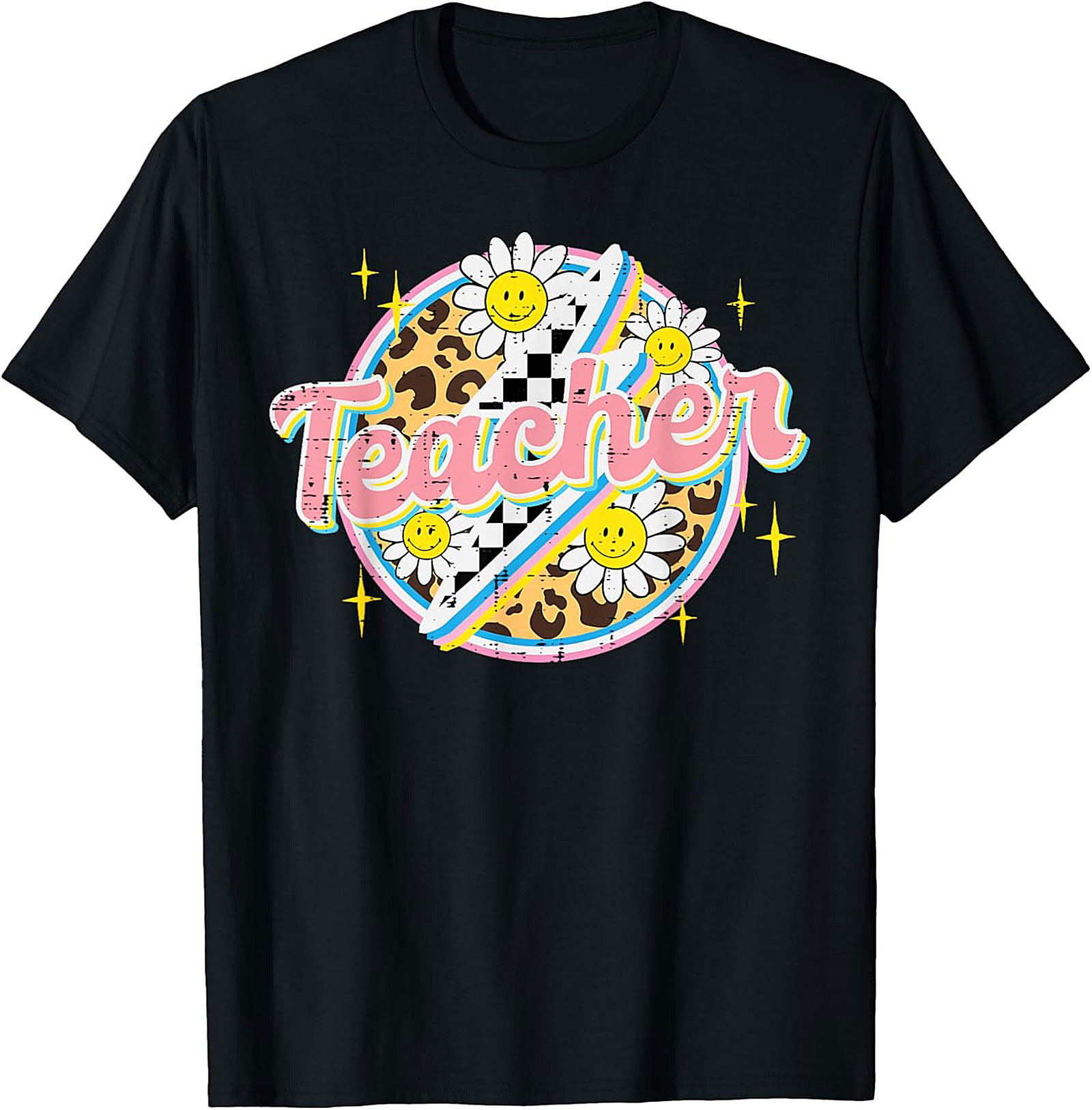 Groovy Teacher T-shirt Retro Smiley Daisy Graphic Tee