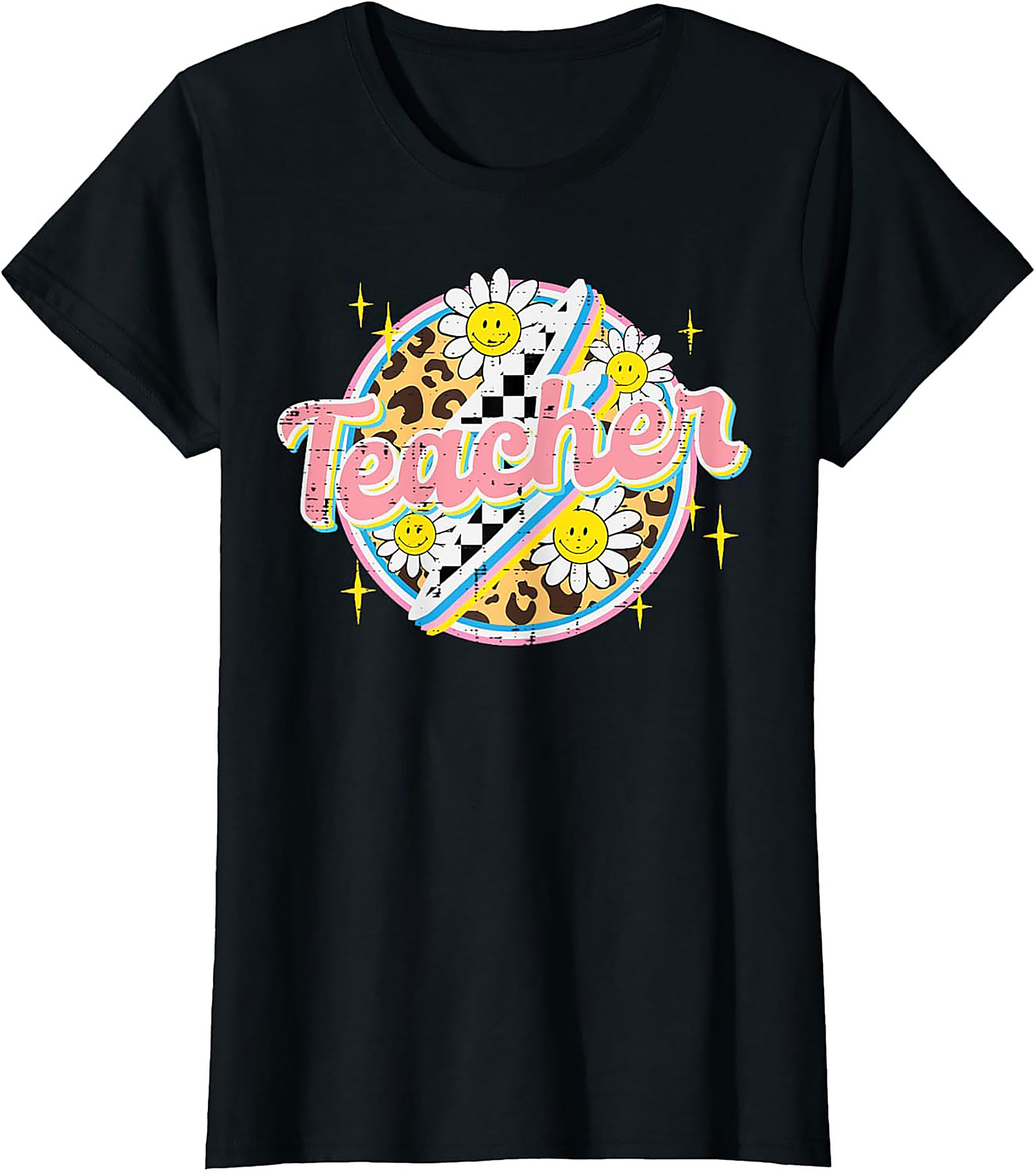 Groovy Teacher T-shirt Retro Smiley Daisy Graphic Tee