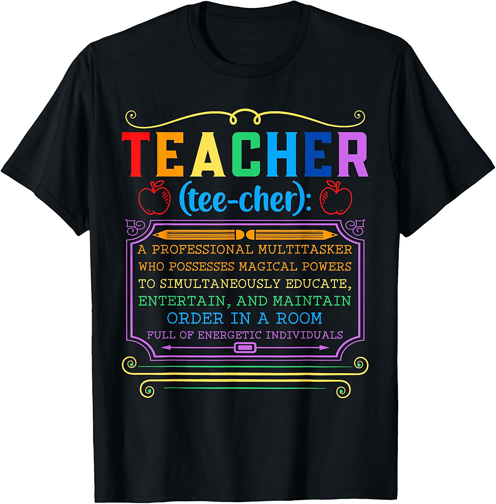 Funny Teacher Graphic Tee Multitasker Definition Shirt