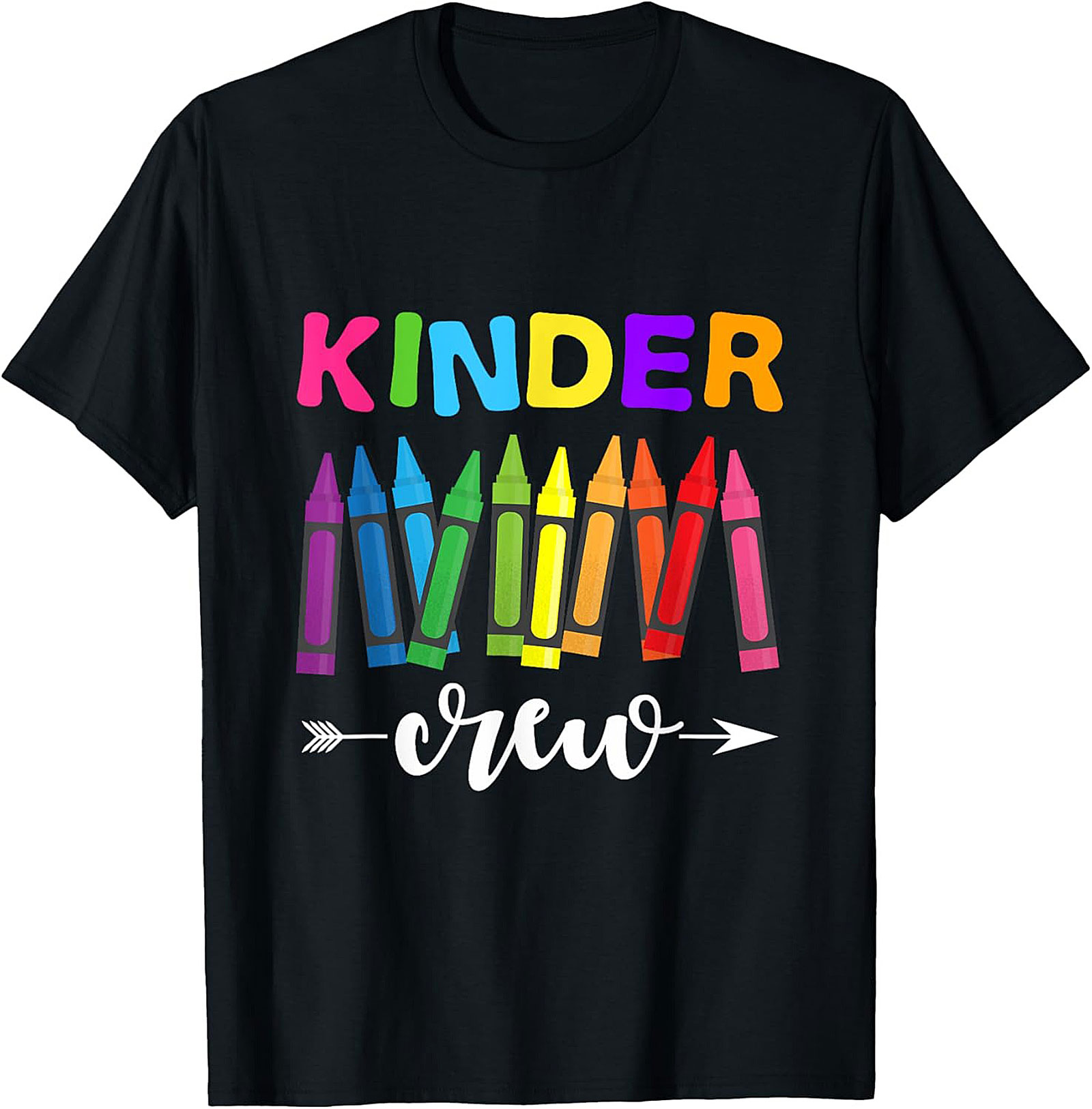 Kinder Crew T-Shirt | Rainbow Crayon Teacher Appreciation Graphic Tee