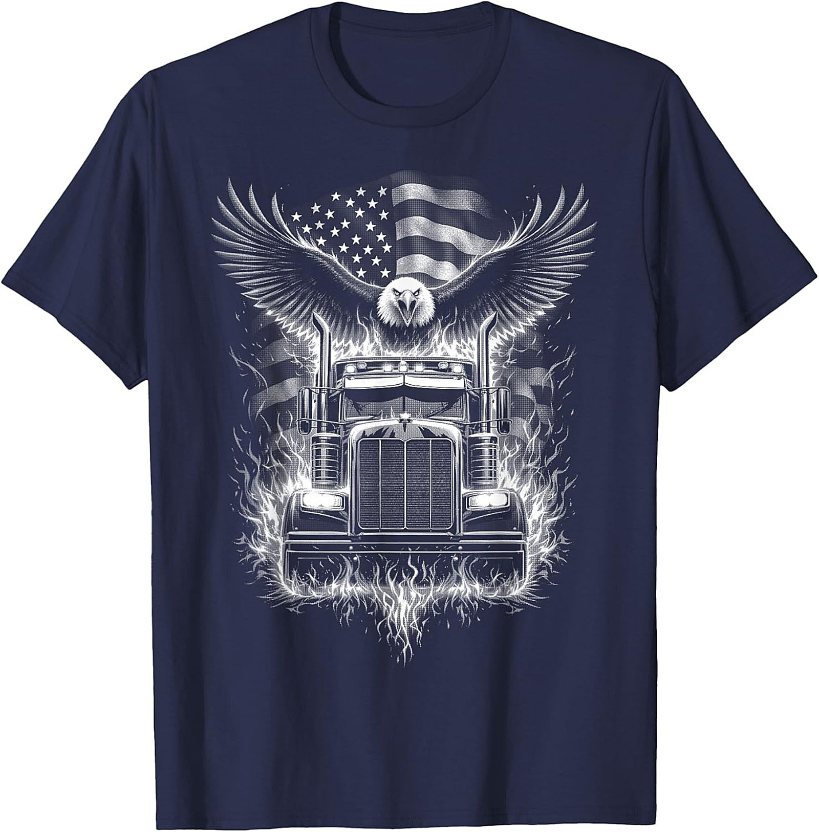 Patriotic Trucker Graphic Tee | American Eagle Semi Truck Shirt