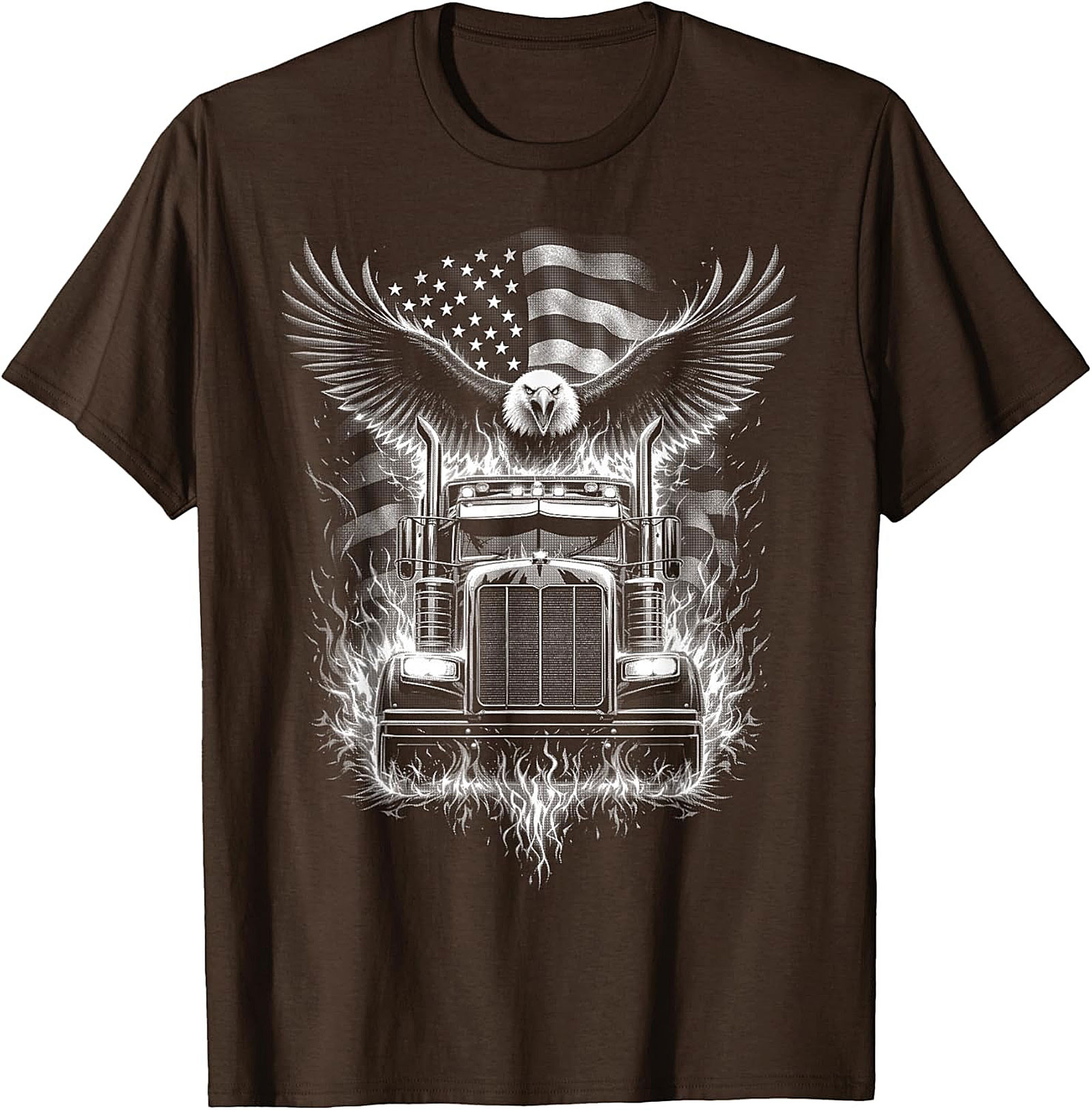 Patriotic Trucker Graphic Tee | American Eagle Semi Truck Shirt