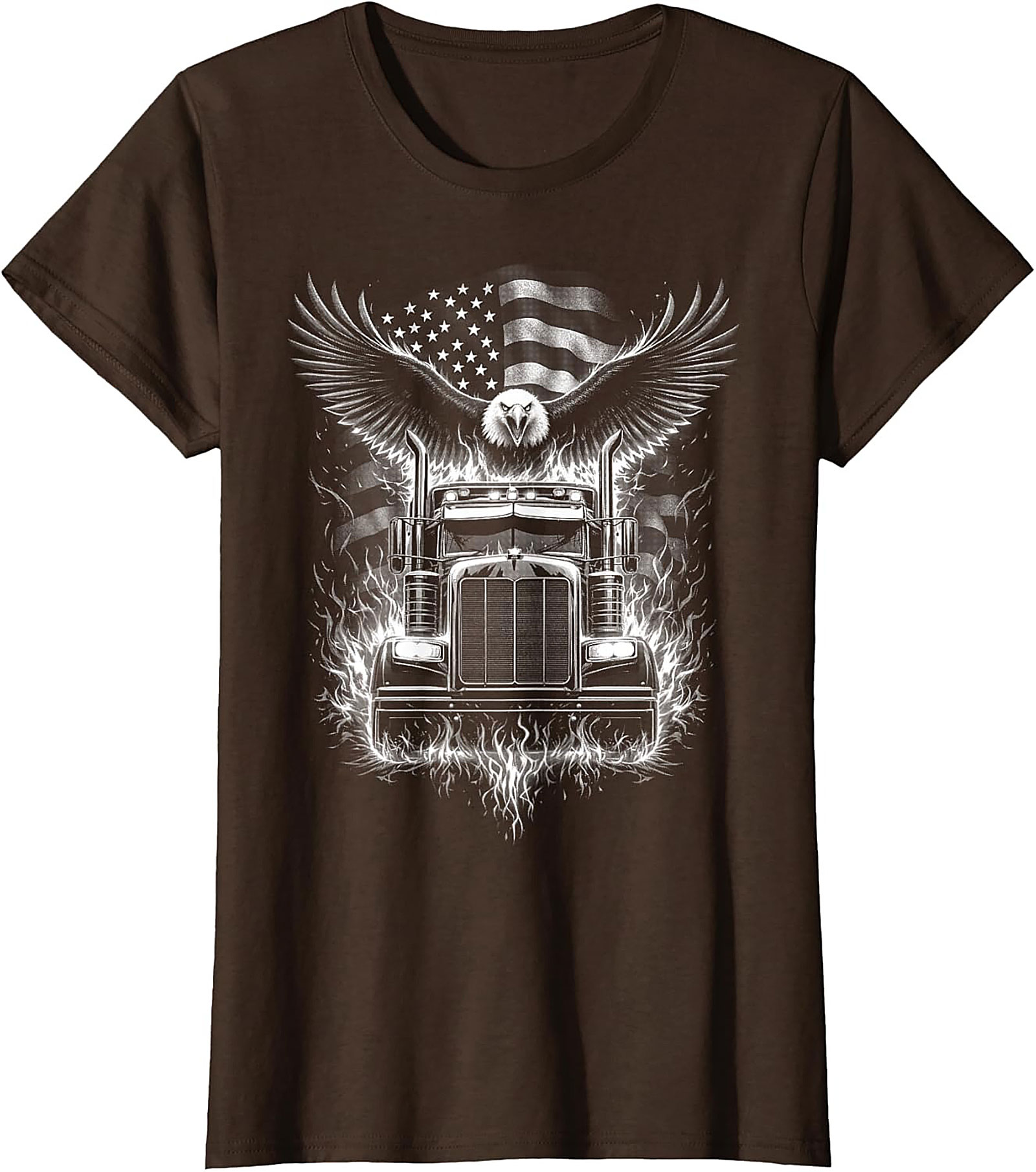 Patriotic Trucker Graphic Tee | American Eagle Semi Truck Shirt