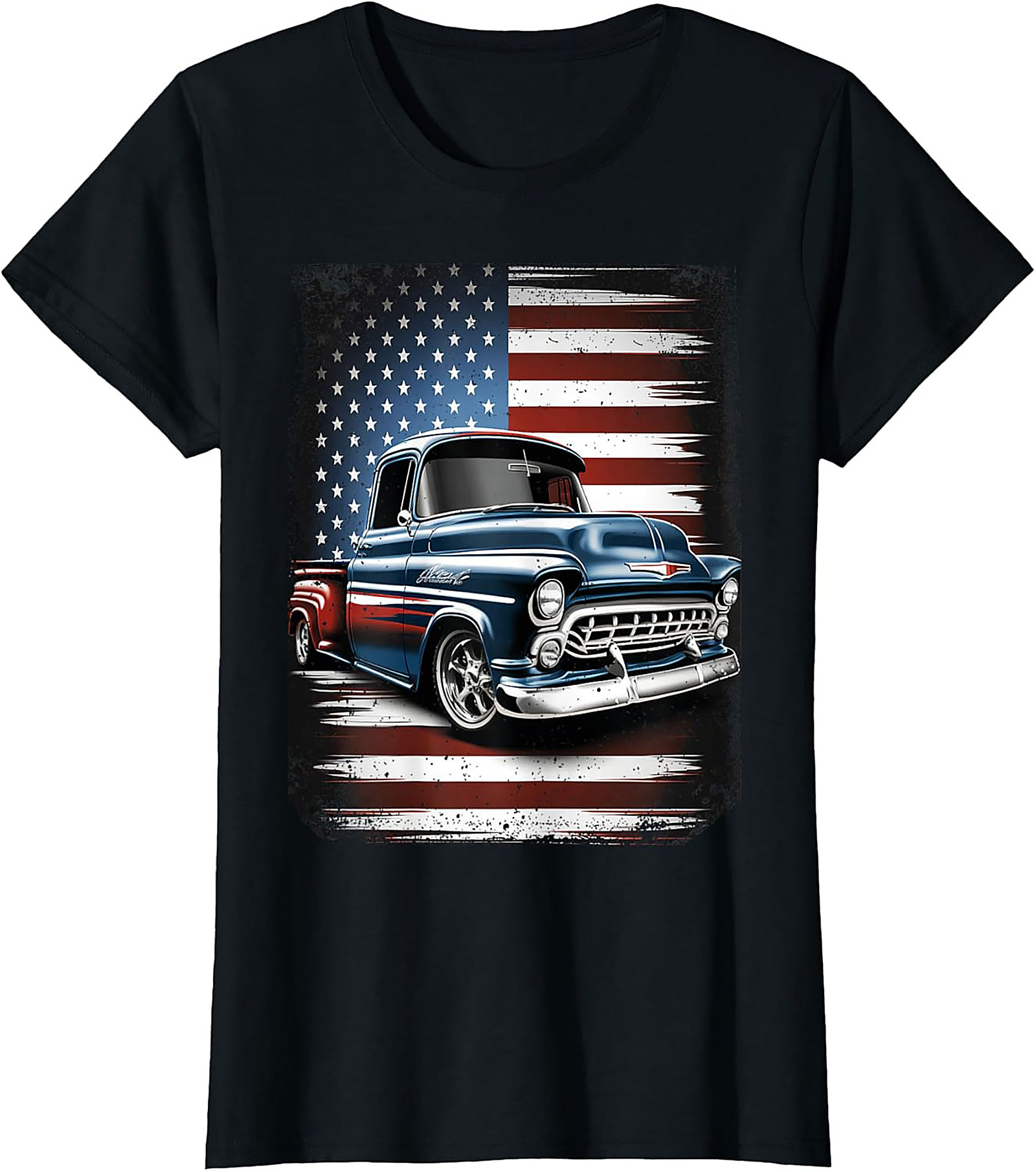 Classic American Truck Flag T-shirt | Vintage Pickup Patriotic Graphic Tee
