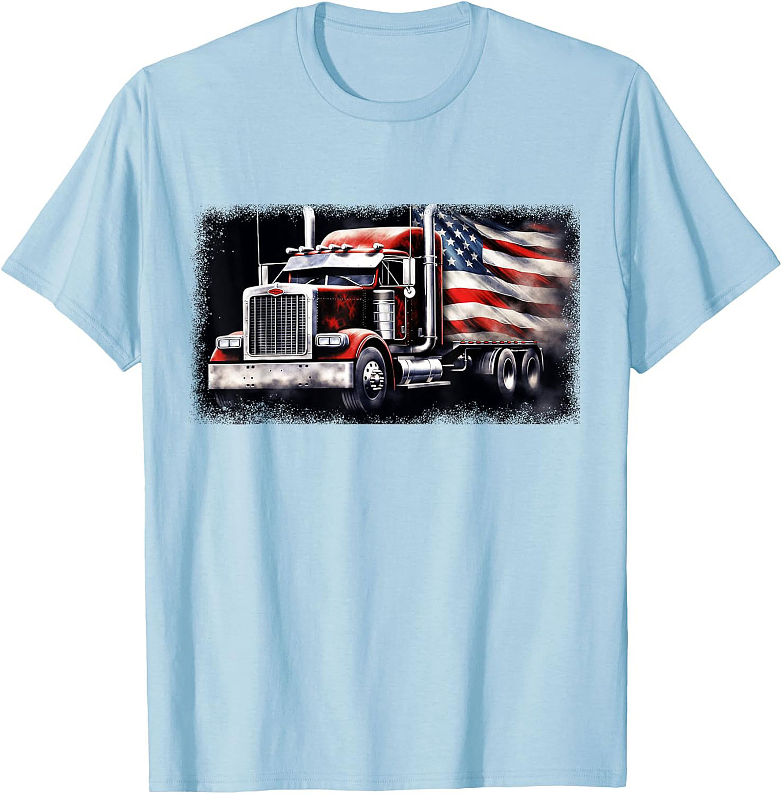 American Flag Trucker T-shirt | Patriotic Big Rig Graphic Tee