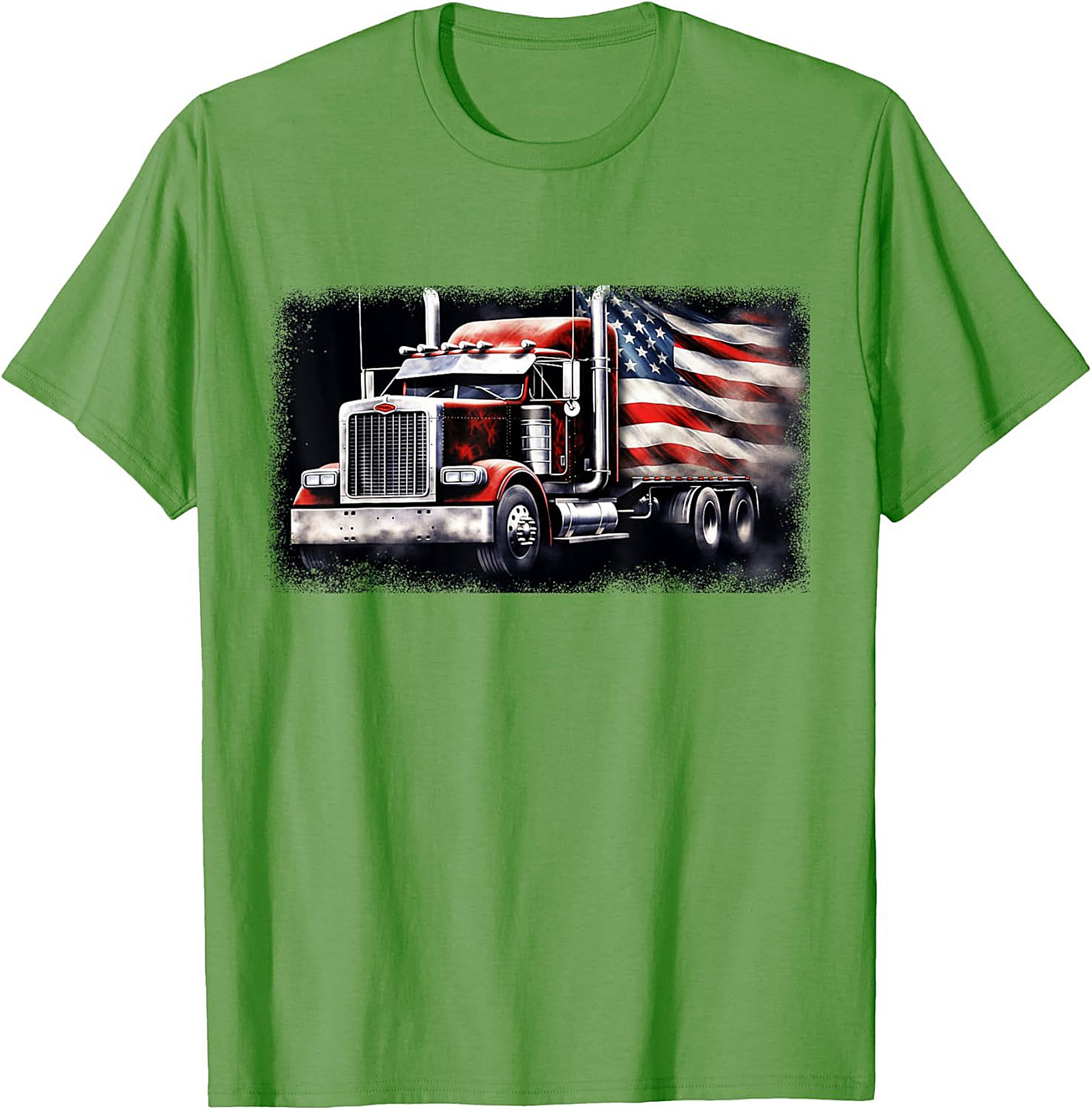 American Flag Trucker T-shirt | Patriotic Big Rig Graphic Tee