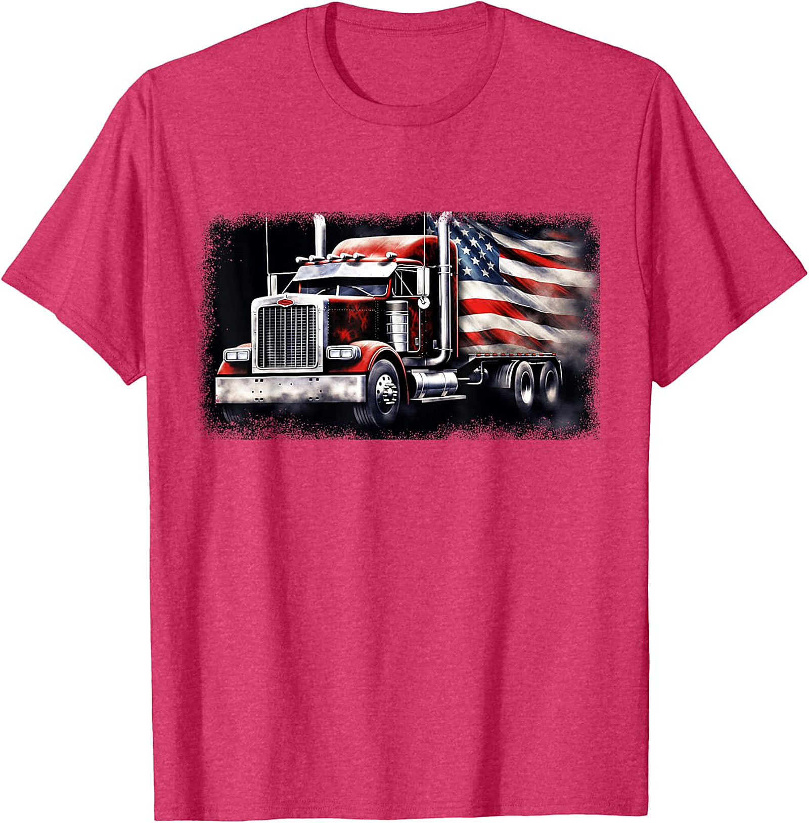 American Flag Trucker T-shirt | Patriotic Big Rig Graphic Tee