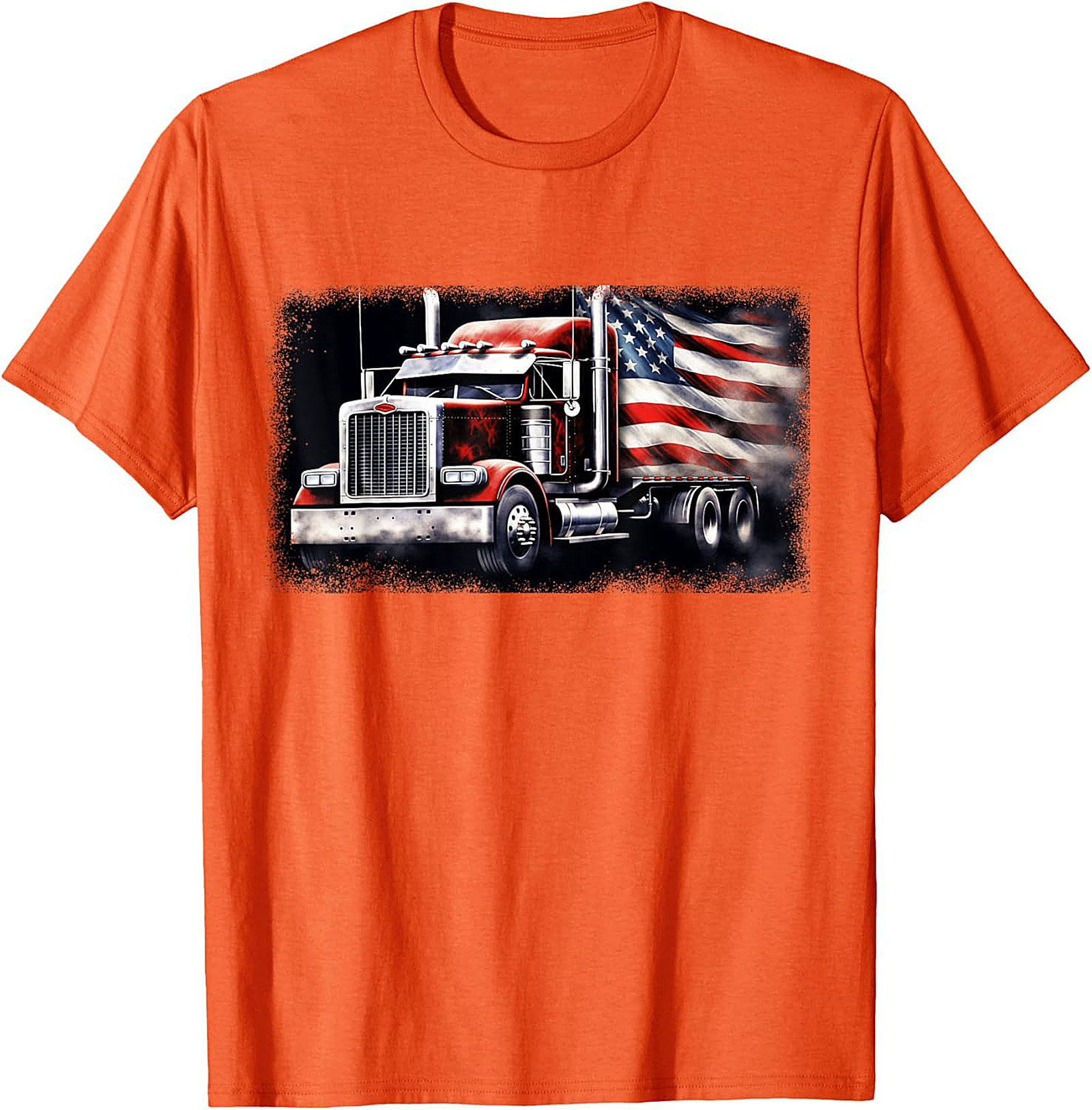 American Flag Trucker T-shirt | Patriotic Big Rig Graphic Tee