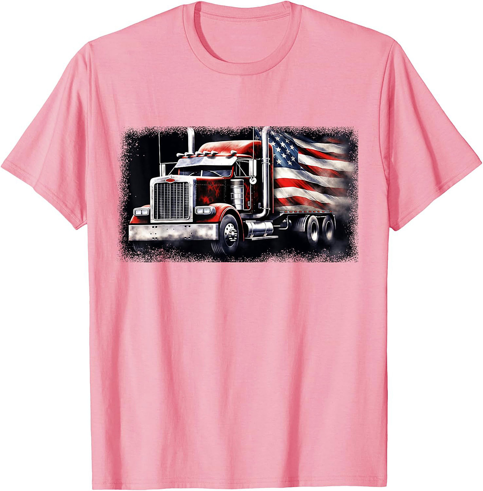 American Flag Trucker T-shirt | Patriotic Big Rig Graphic Tee