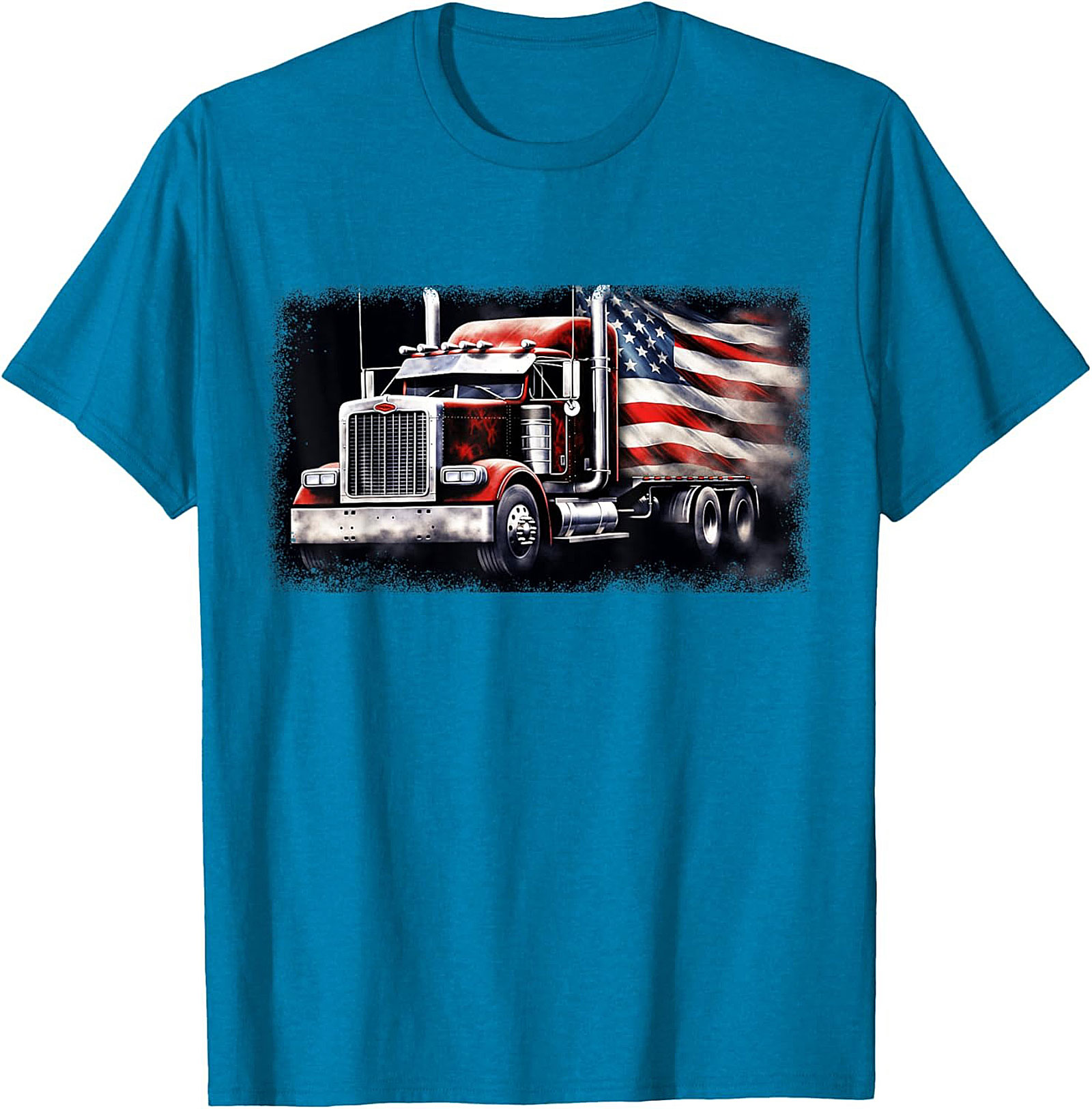 American Flag Trucker T-shirt | Patriotic Big Rig Graphic Tee