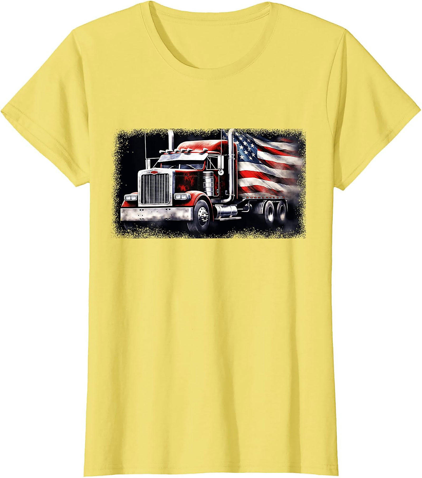 American Flag Trucker T-shirt | Patriotic Big Rig Graphic Tee