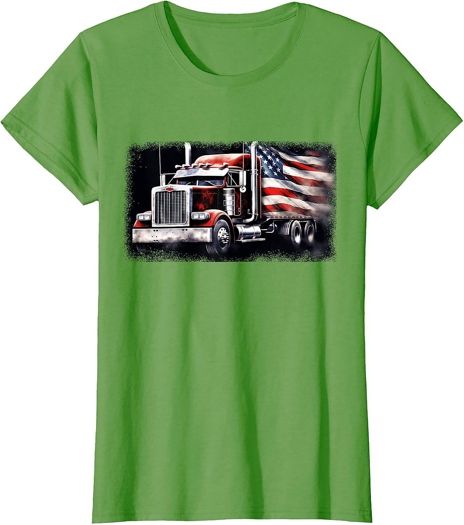 American Flag Trucker T-shirt | Patriotic Big Rig Graphic Tee