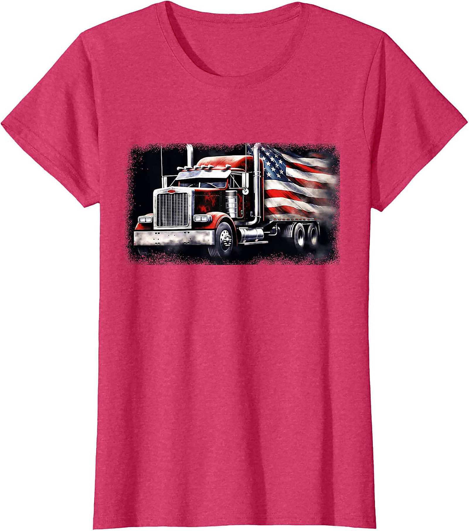 American Flag Trucker T-shirt | Patriotic Big Rig Graphic Tee