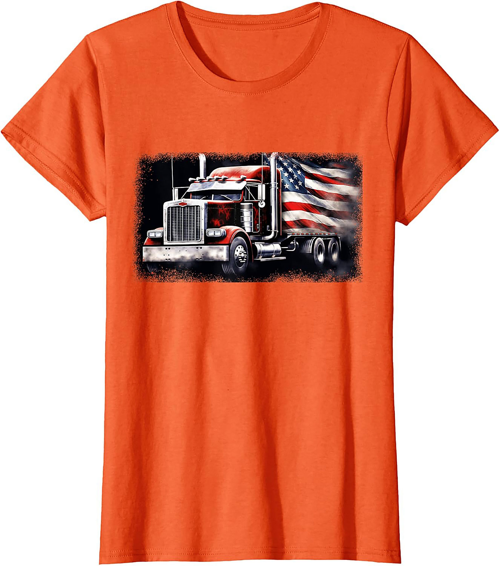 American Flag Trucker T-shirt | Patriotic Big Rig Graphic Tee