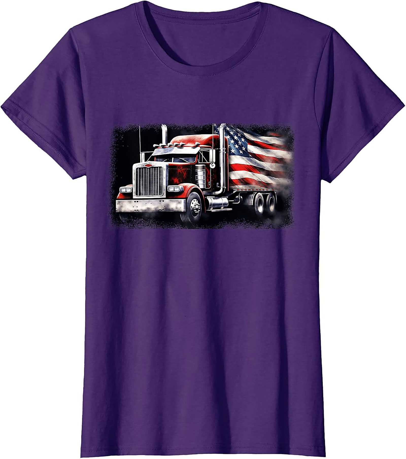 American Flag Trucker T-shirt | Patriotic Big Rig Graphic Tee
