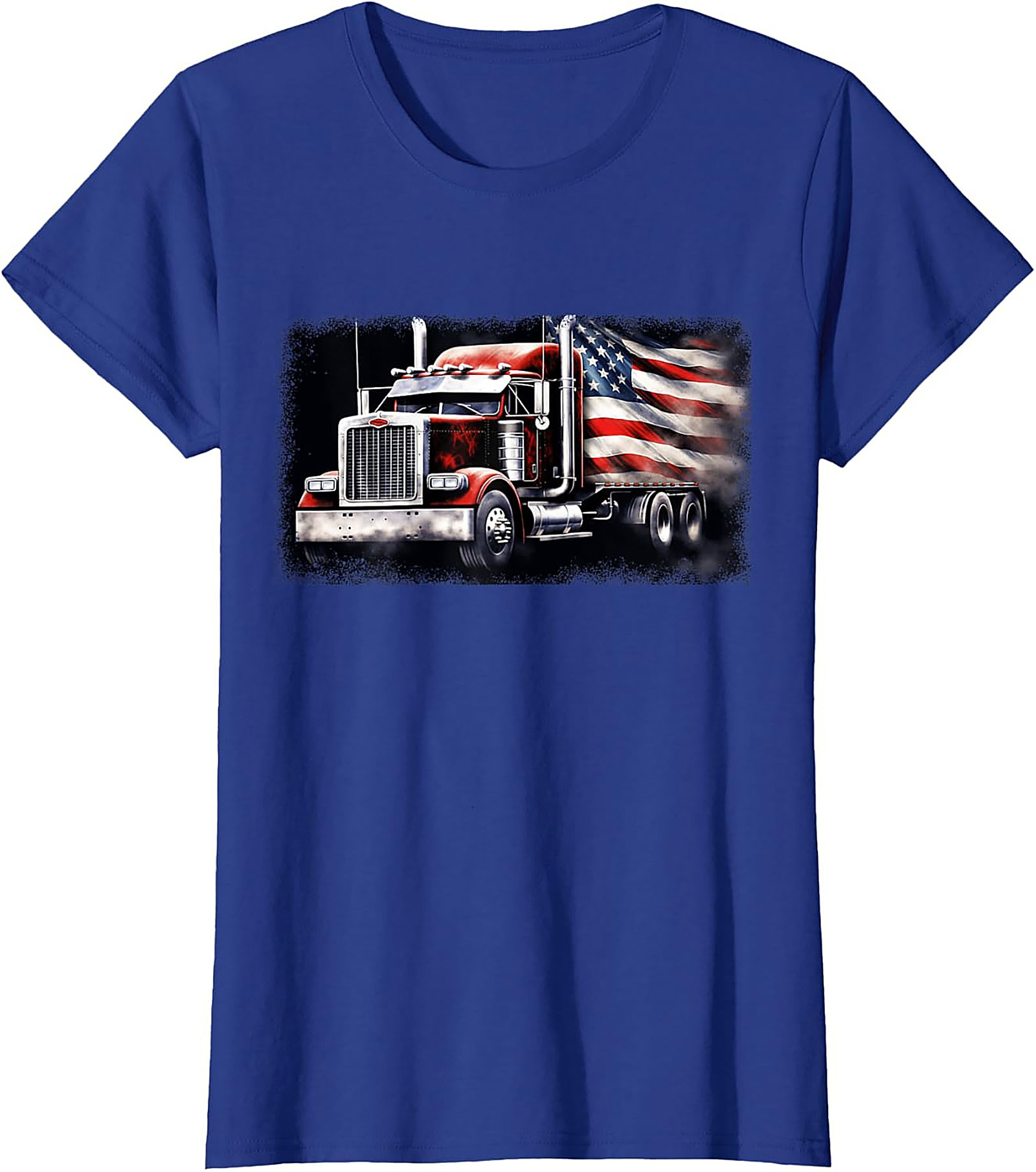 American Flag Trucker T-shirt | Patriotic Big Rig Graphic Tee