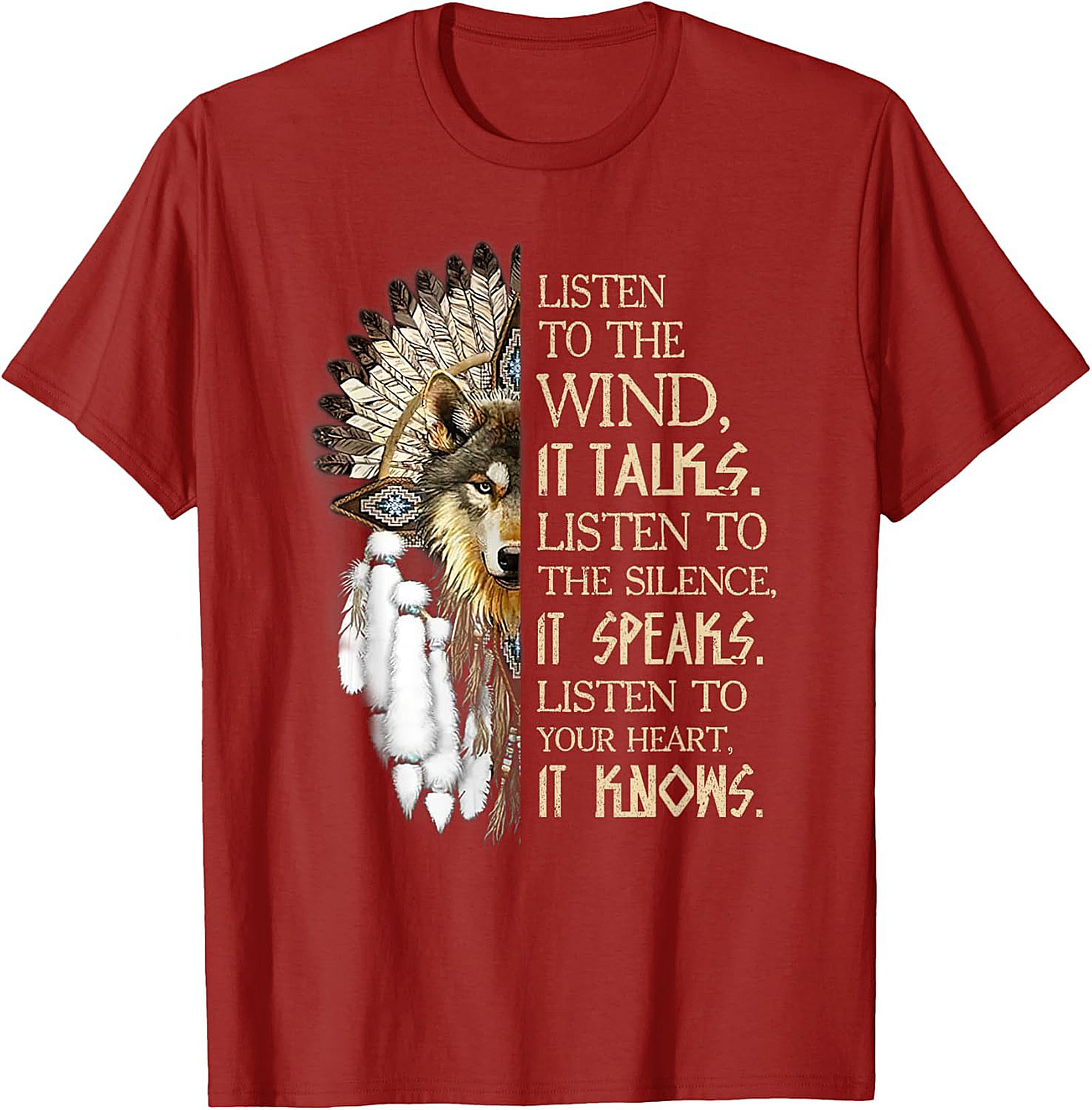 Native American Wolf T-shirt Spiritual Wisdom Tee