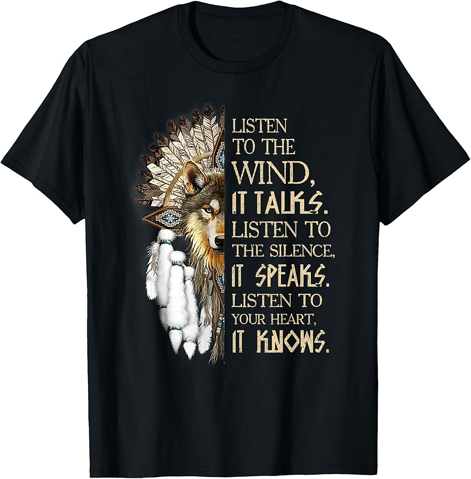 Native American Wolf T-shirt Spiritual Wisdom Tee