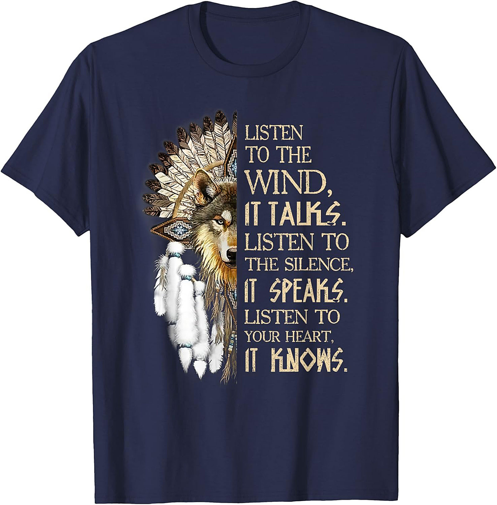 Native American Wolf T-shirt Spiritual Wisdom Tee