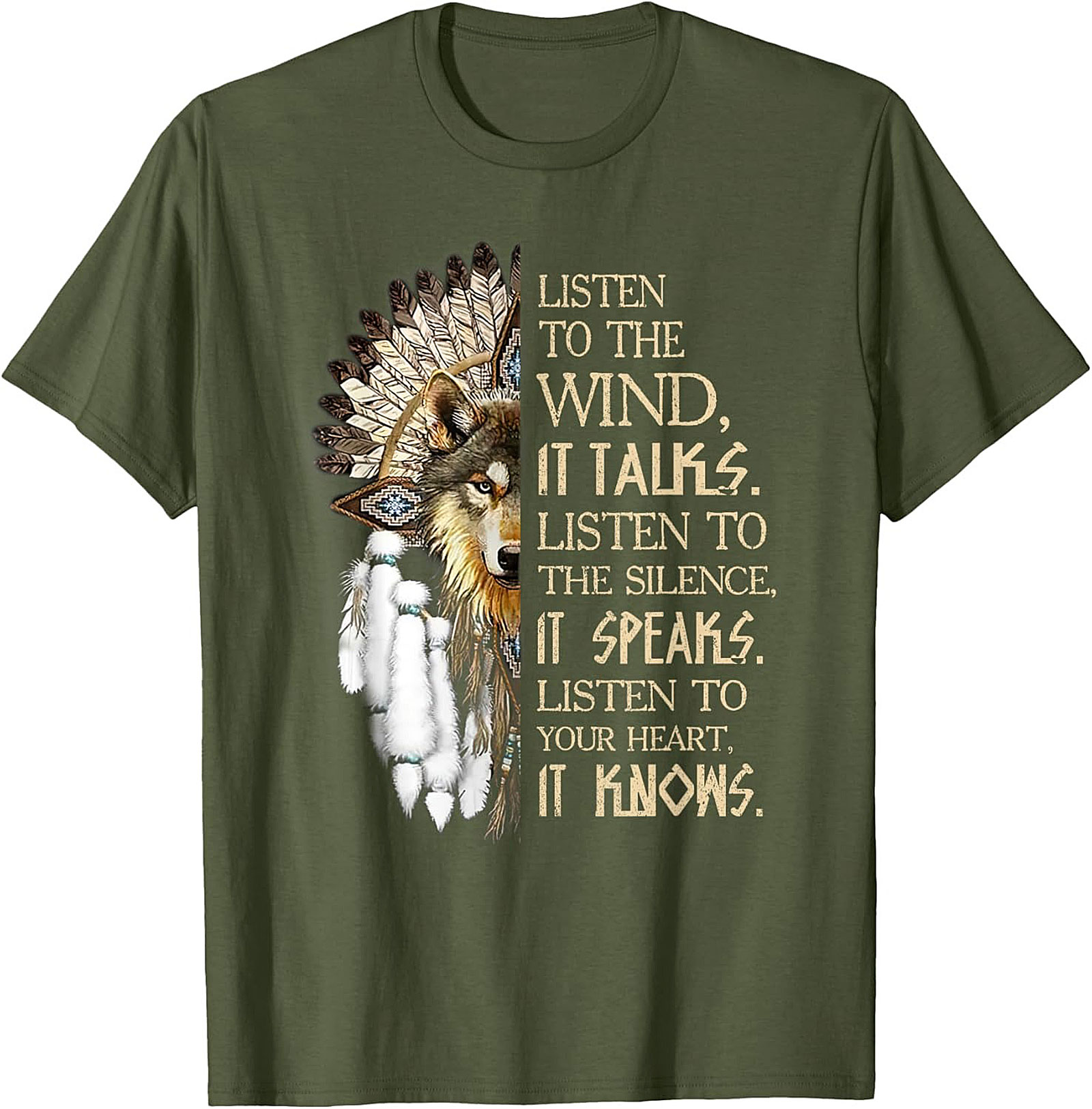 Native American Wolf T-shirt Spiritual Wisdom Tee