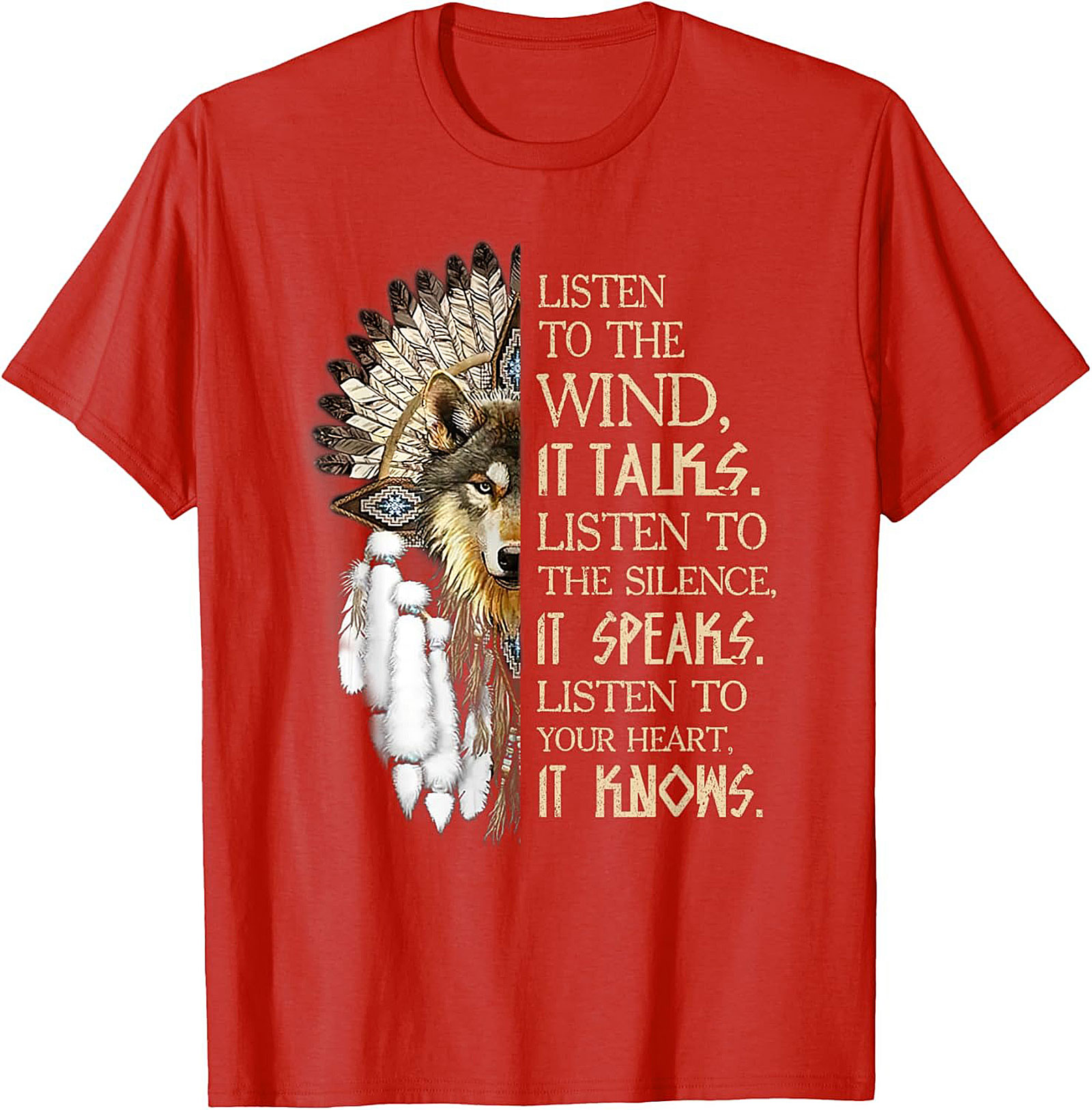 Native American Wolf T-shirt Spiritual Wisdom Tee