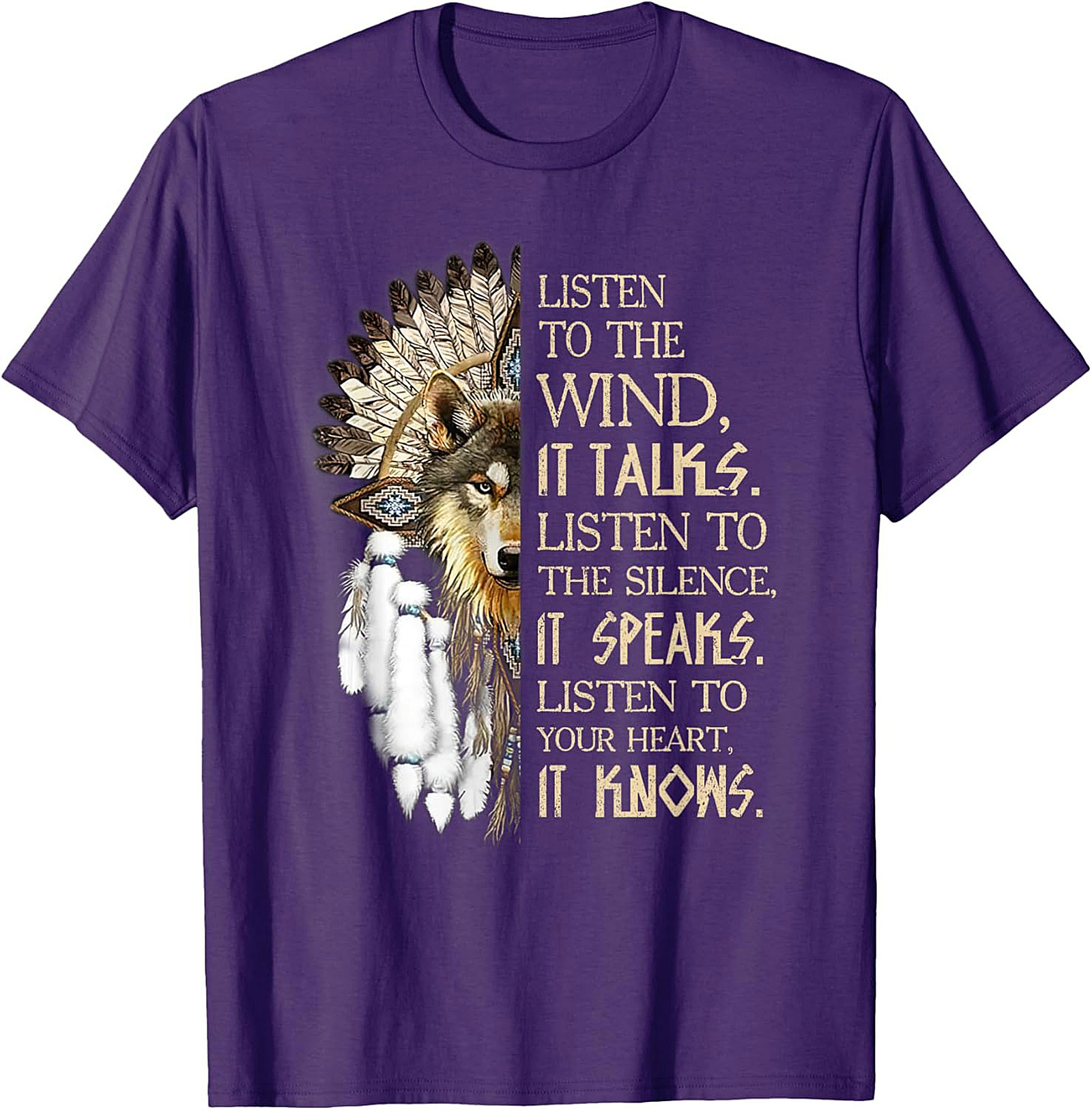 Native American Wolf T-shirt Spiritual Wisdom Tee