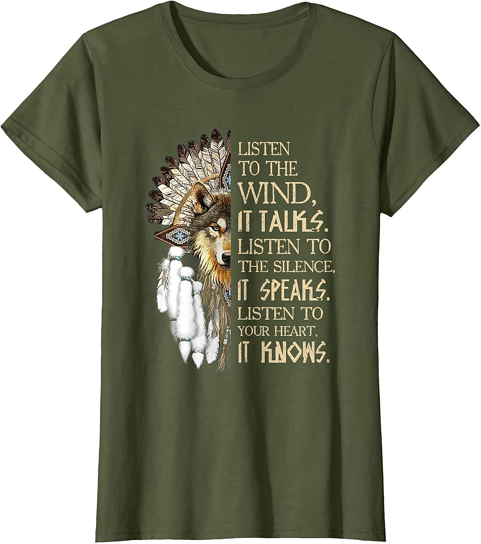 Native American Wolf T-shirt Spiritual Wisdom Tee
