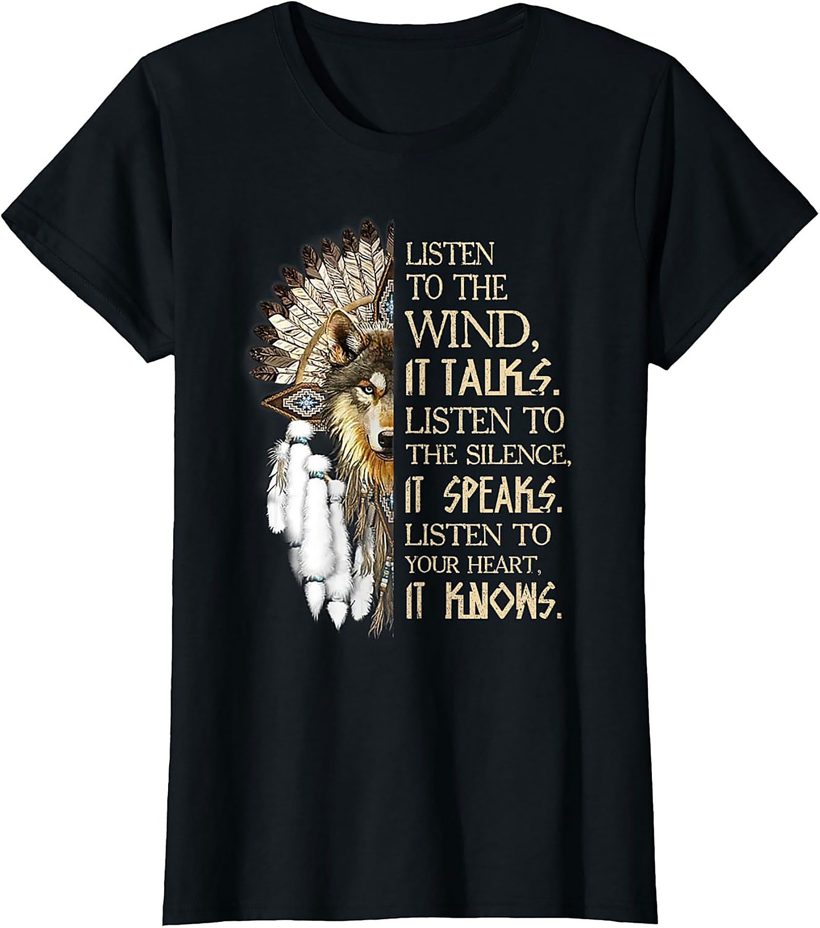 Native American Wolf T-shirt Spiritual Wisdom Tee
