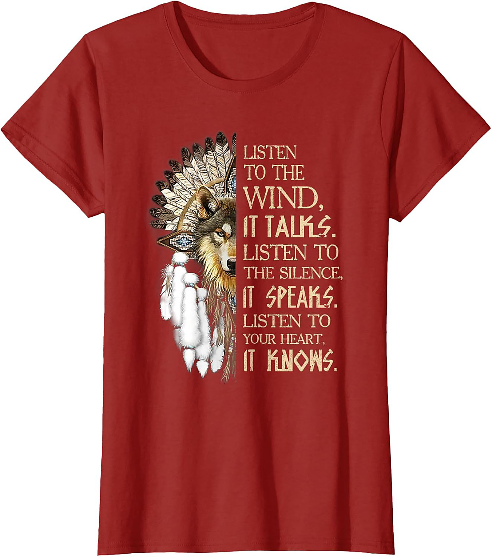 Native American Wolf T-shirt Spiritual Wisdom Tee