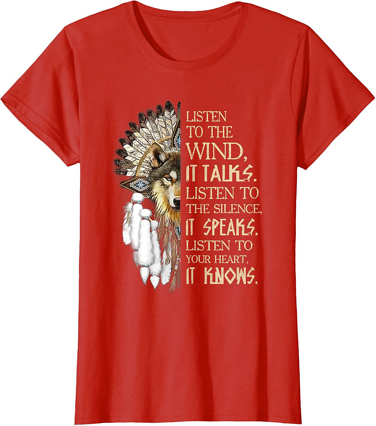 Native American Wolf T-shirt Spiritual Wisdom Tee