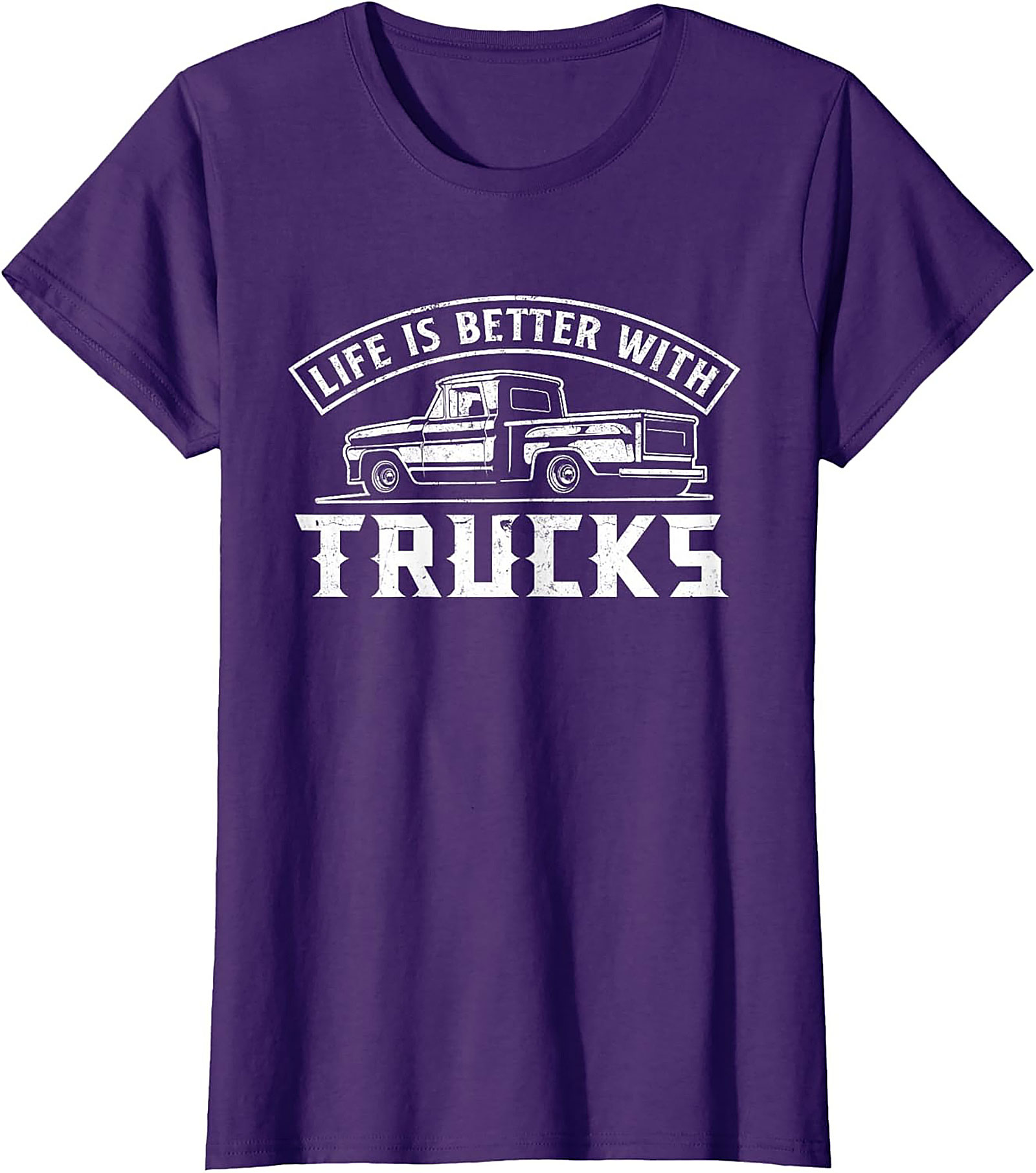 Life Is Better With Trucks T-Shirt - Vintage Pickup Truck Graphic Tee