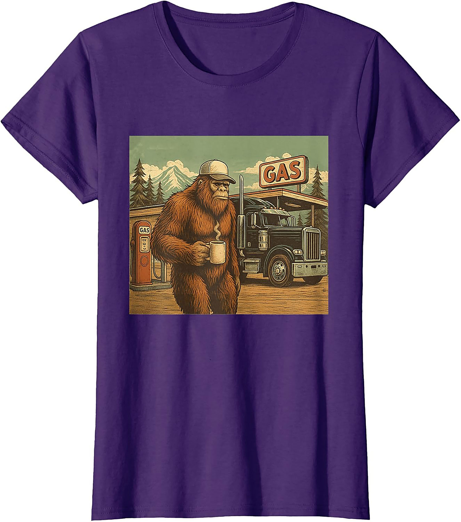 Bigfoot Trucker Graphic Tee | Sasquatch Coffee Vintage Truck Stop Shirt