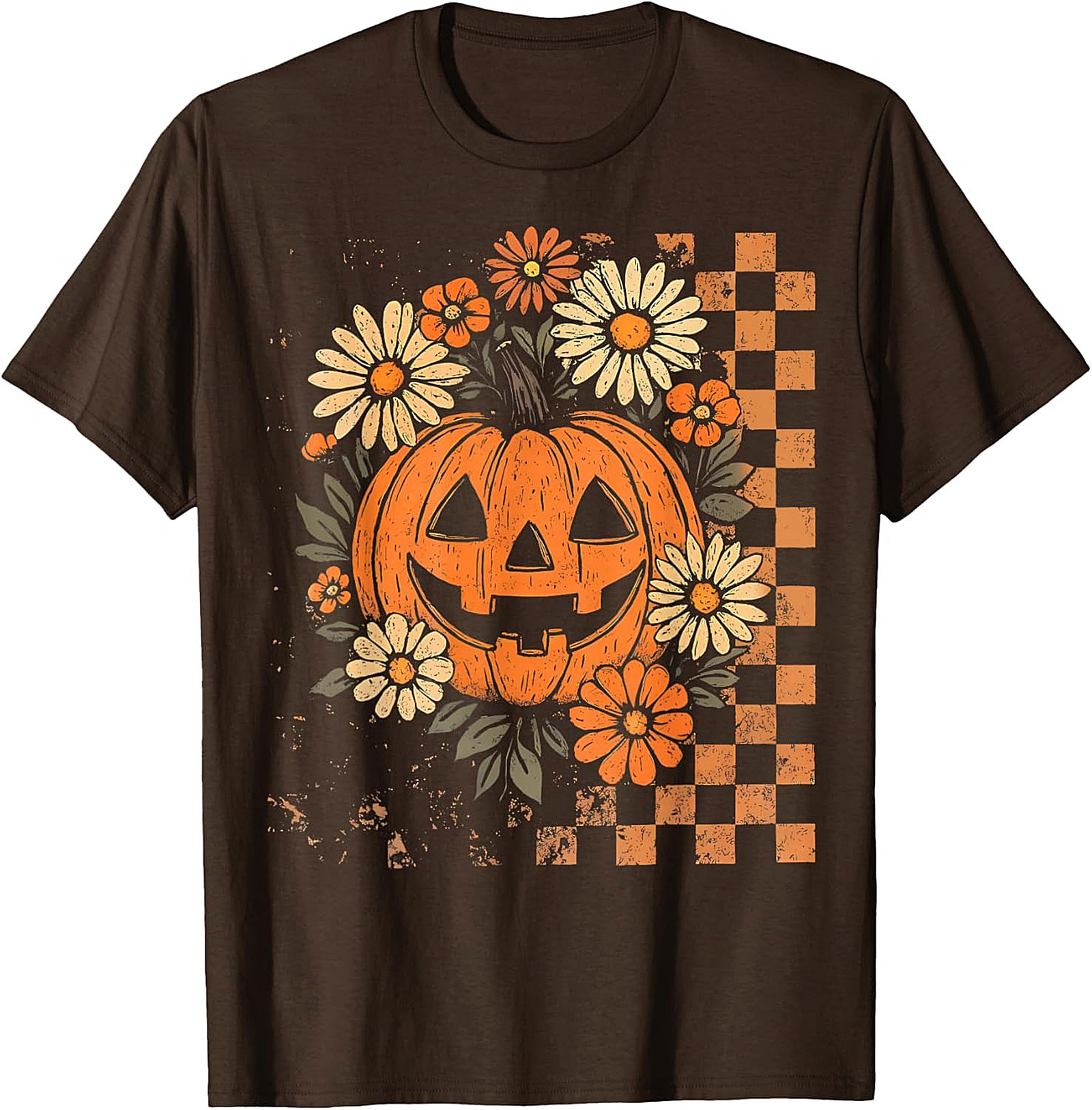 Retro Floral Pumpkin Halloween T-Shirt | Vintage Tee