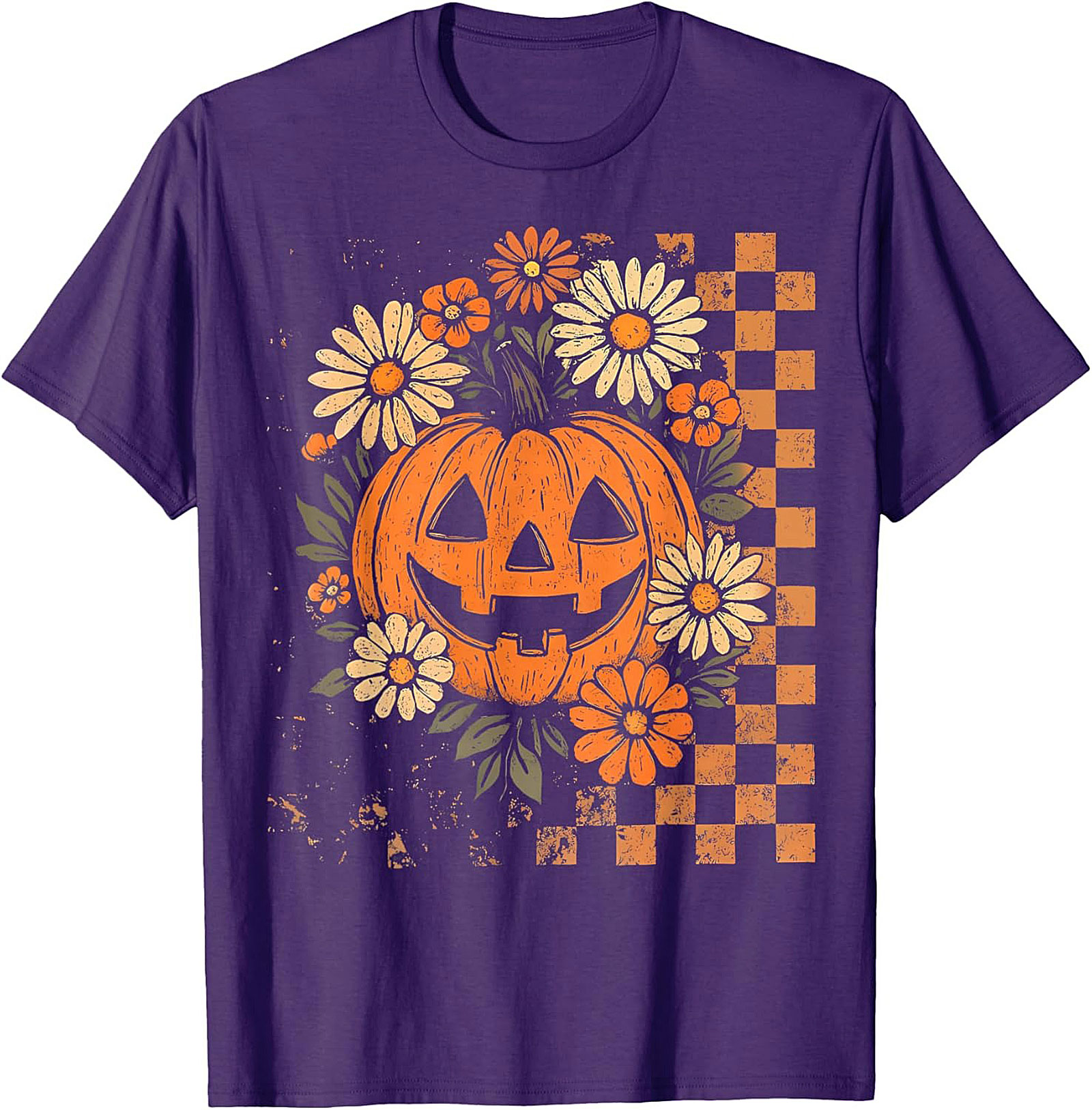 Retro Floral Pumpkin Halloween T-Shirt | Vintage Tee