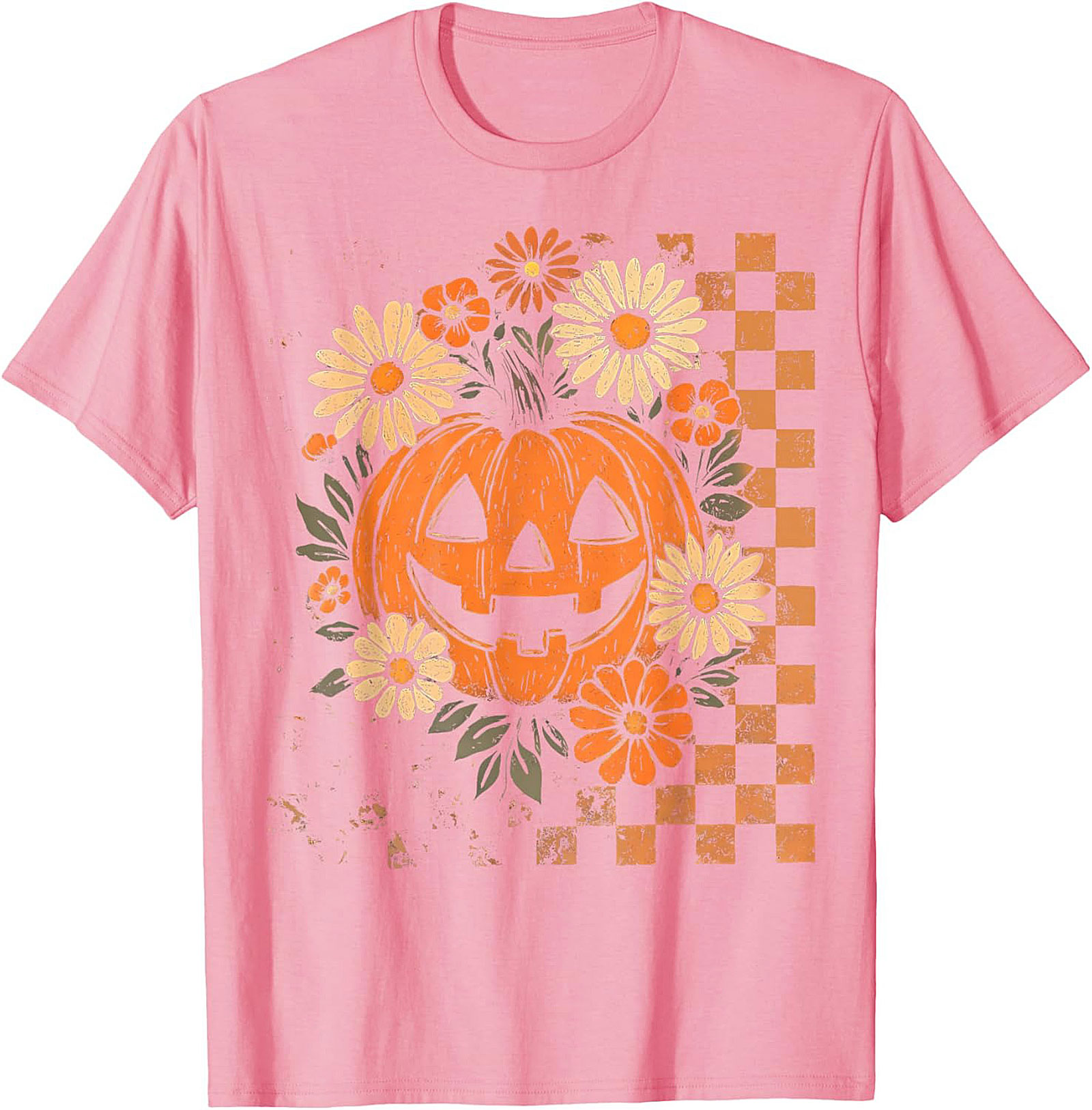 Retro Floral Pumpkin Halloween T-Shirt | Vintage Tee
