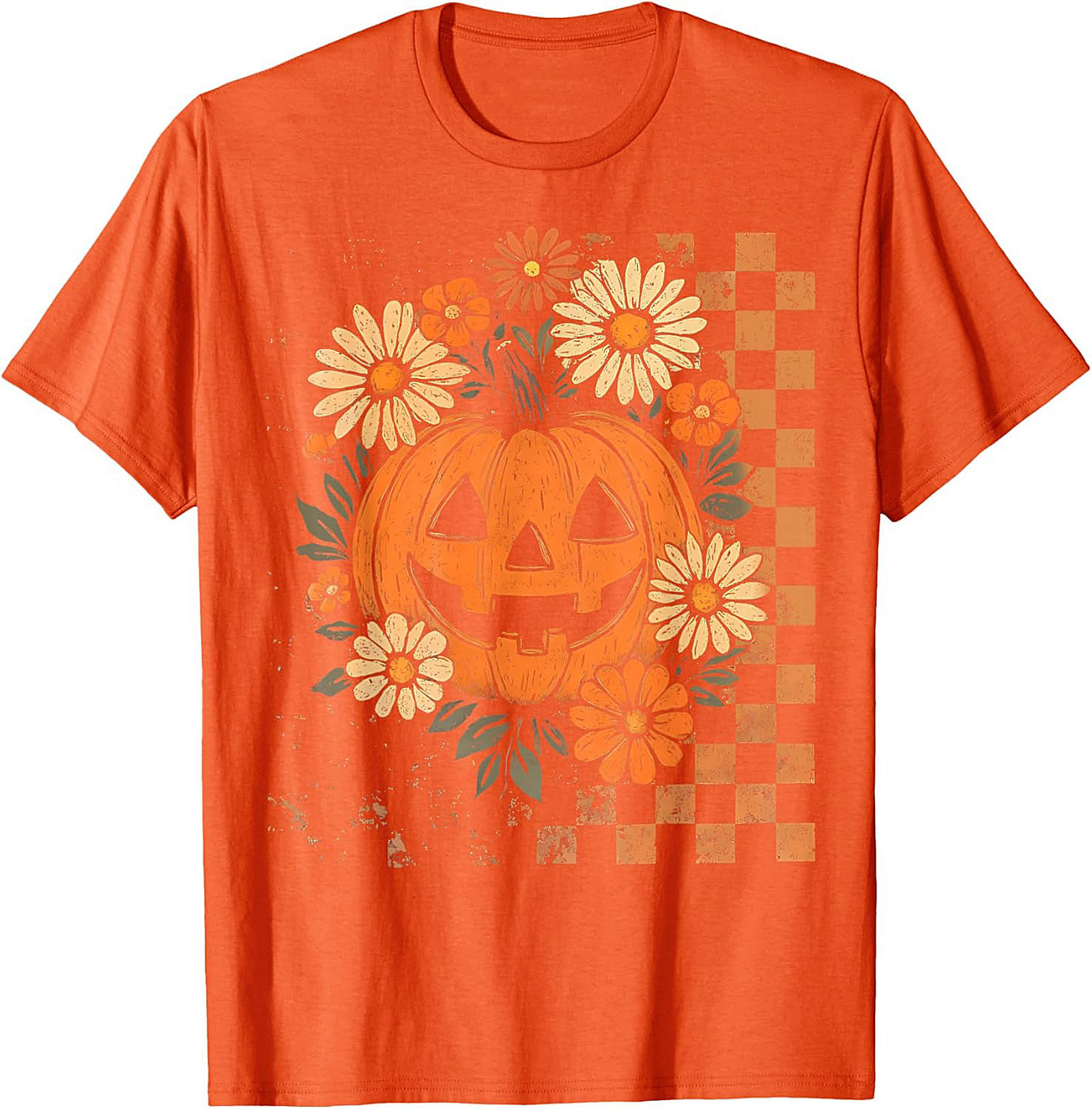 Retro Floral Pumpkin Halloween T-Shirt | Vintage Tee