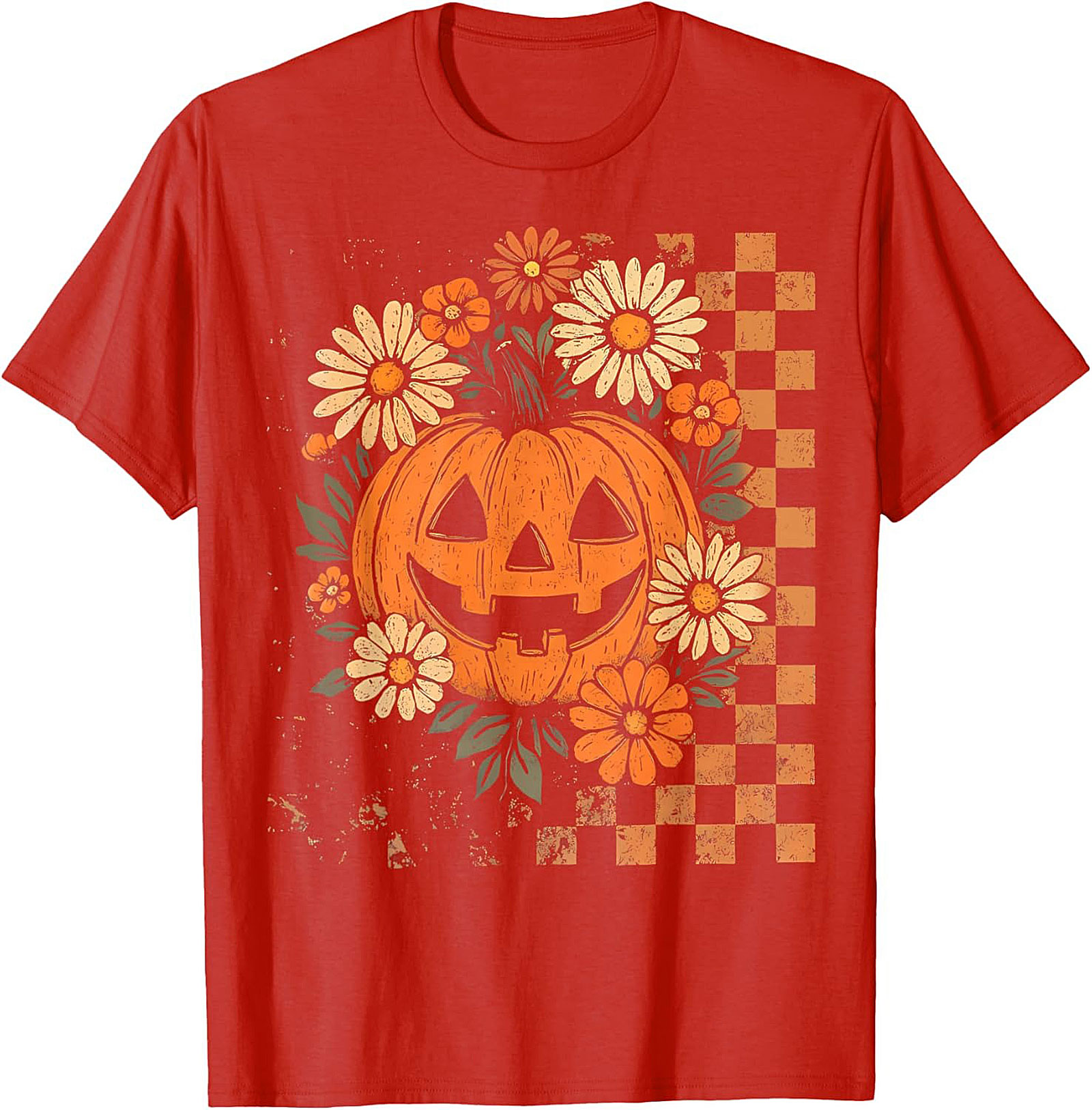 Retro Floral Pumpkin Halloween T-Shirt | Vintage Tee