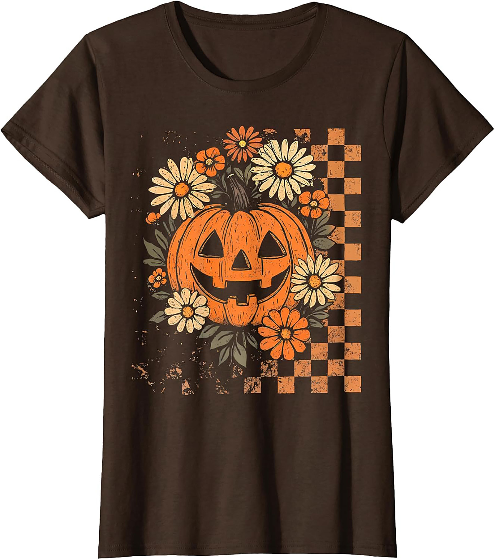 Retro Floral Pumpkin Halloween T-Shirt | Vintage Tee